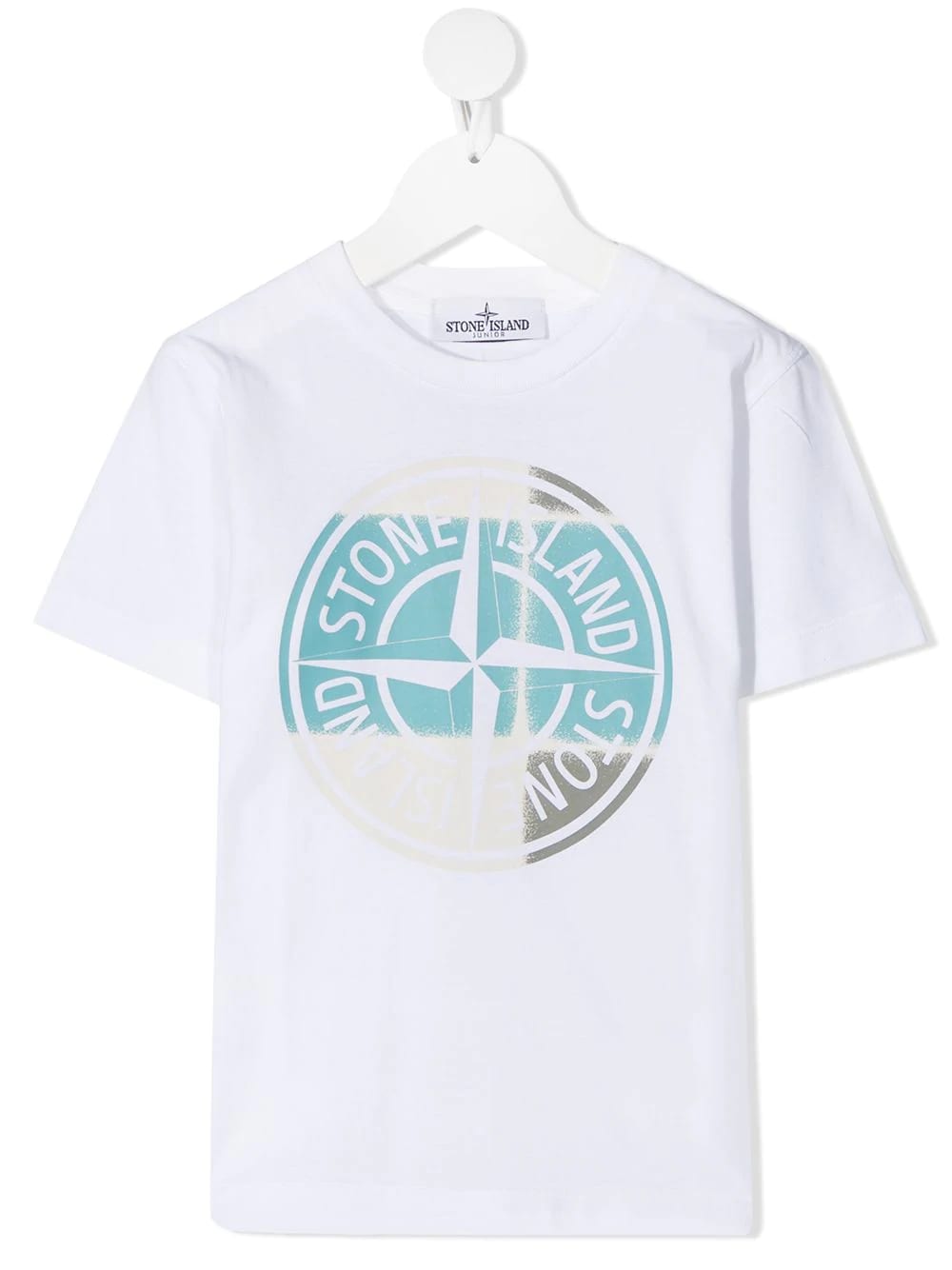 Stone Island Junior Kid White T-shirt With pin Camo Print