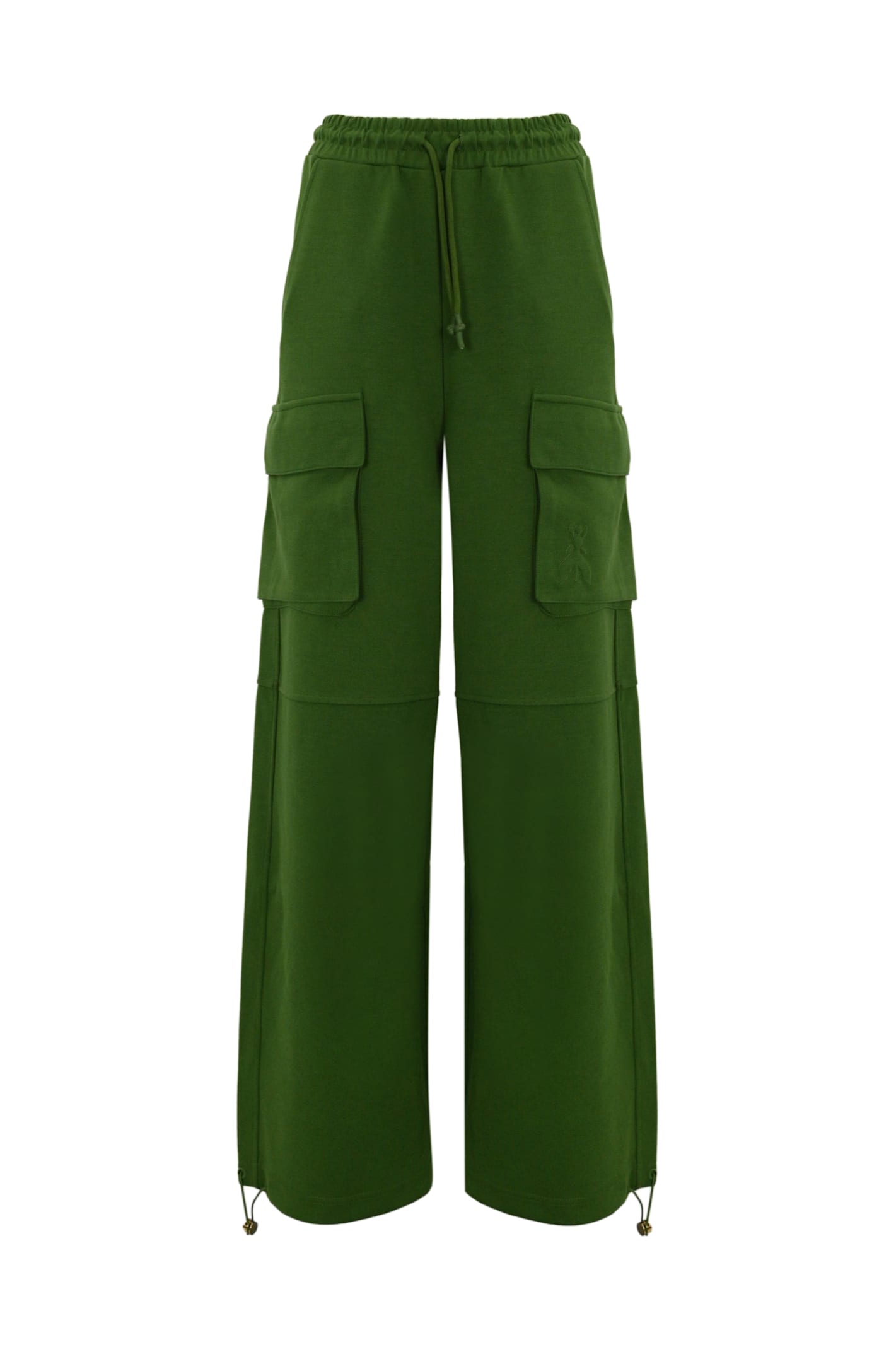 Patrizia Pepe Cotton Fleece Cargo Trousers In Green