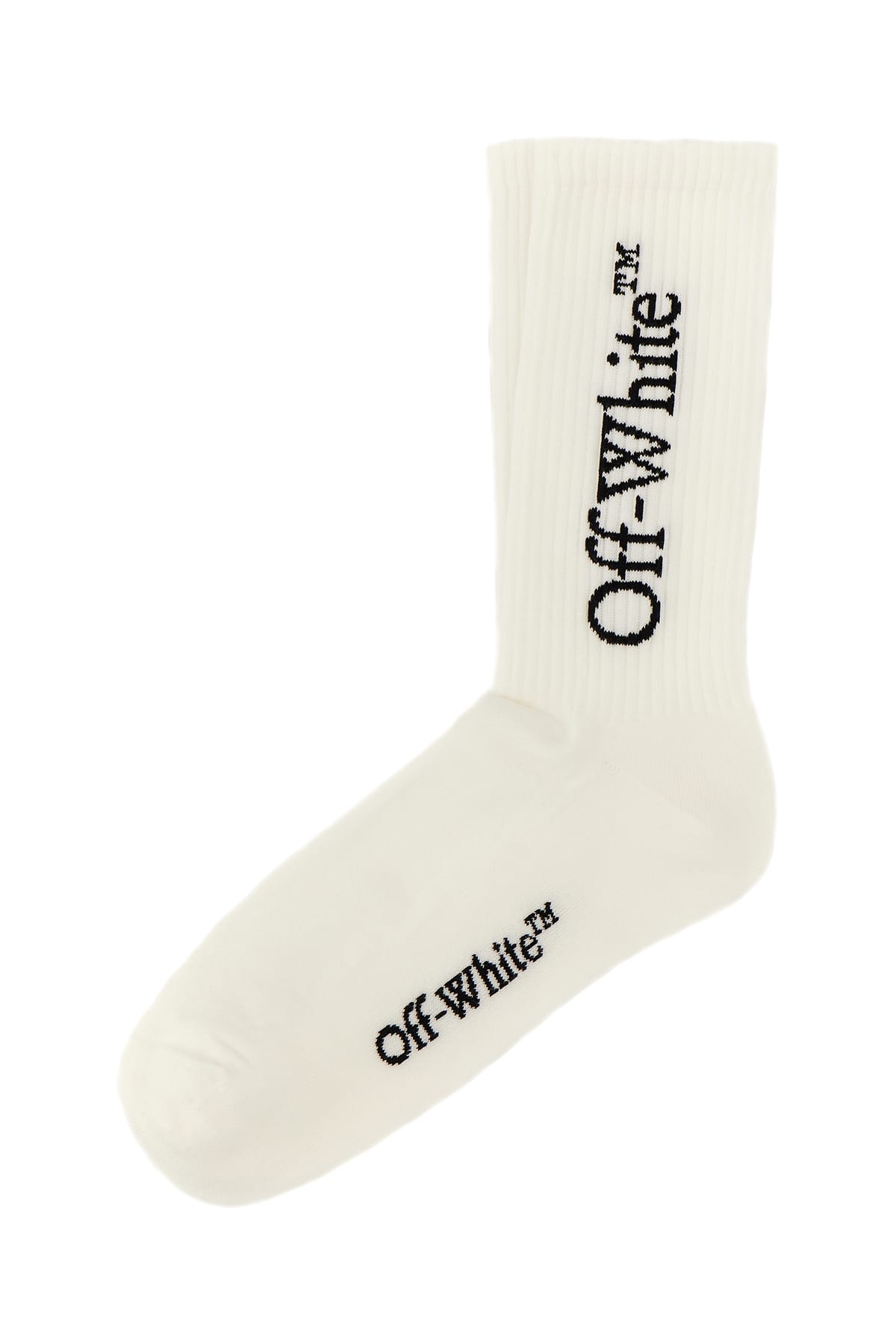 White Stretch Cotton Blend Socks