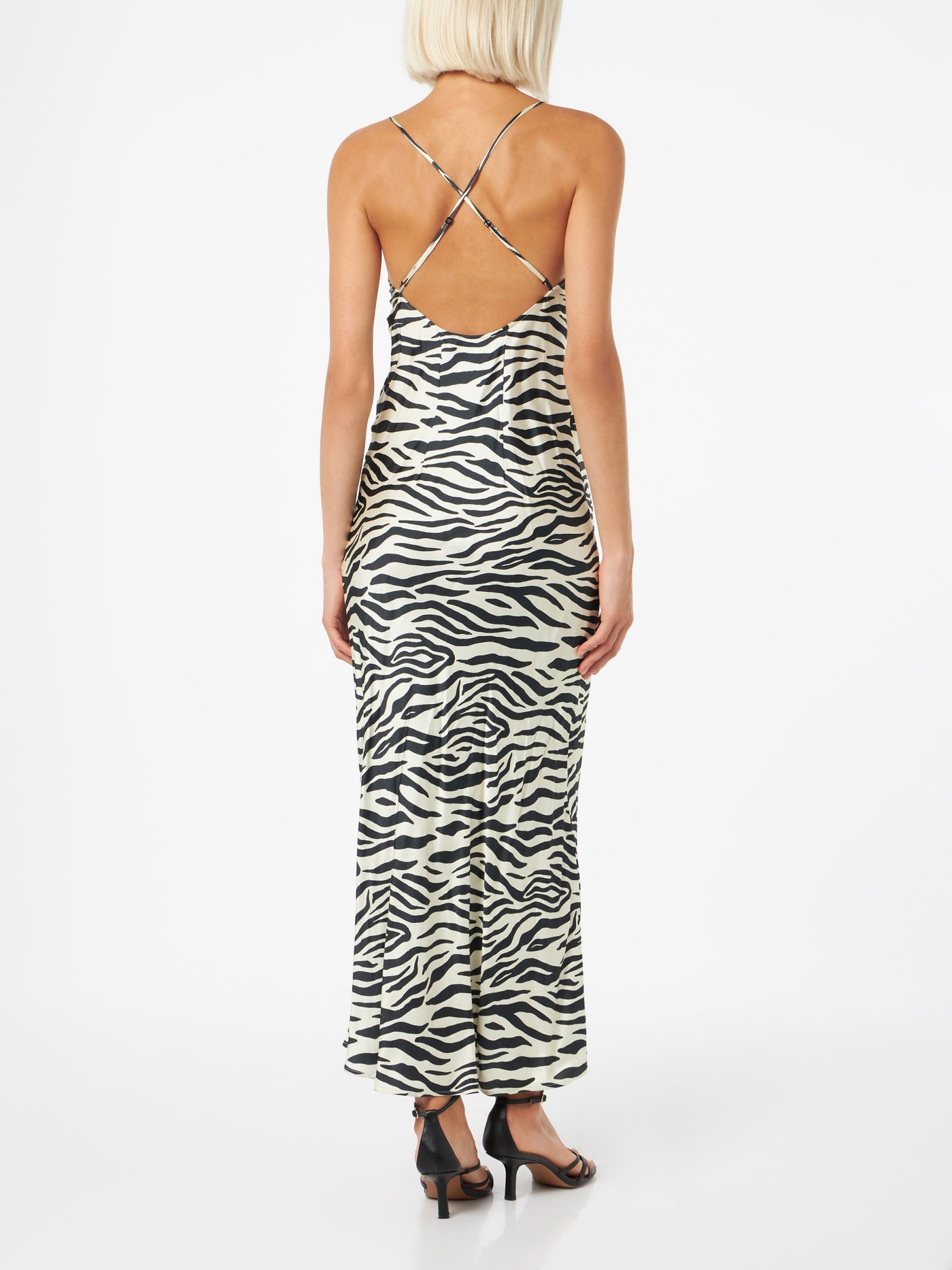 Mc2 Saint Barth Woman Satin Zebra Slip Dress Eydis In White