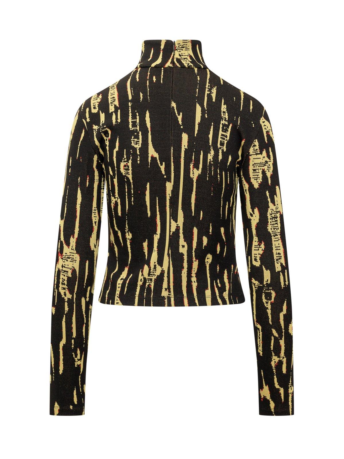 Shop Ambush Graphic Print Cropped Long-sleeved Top  In Black