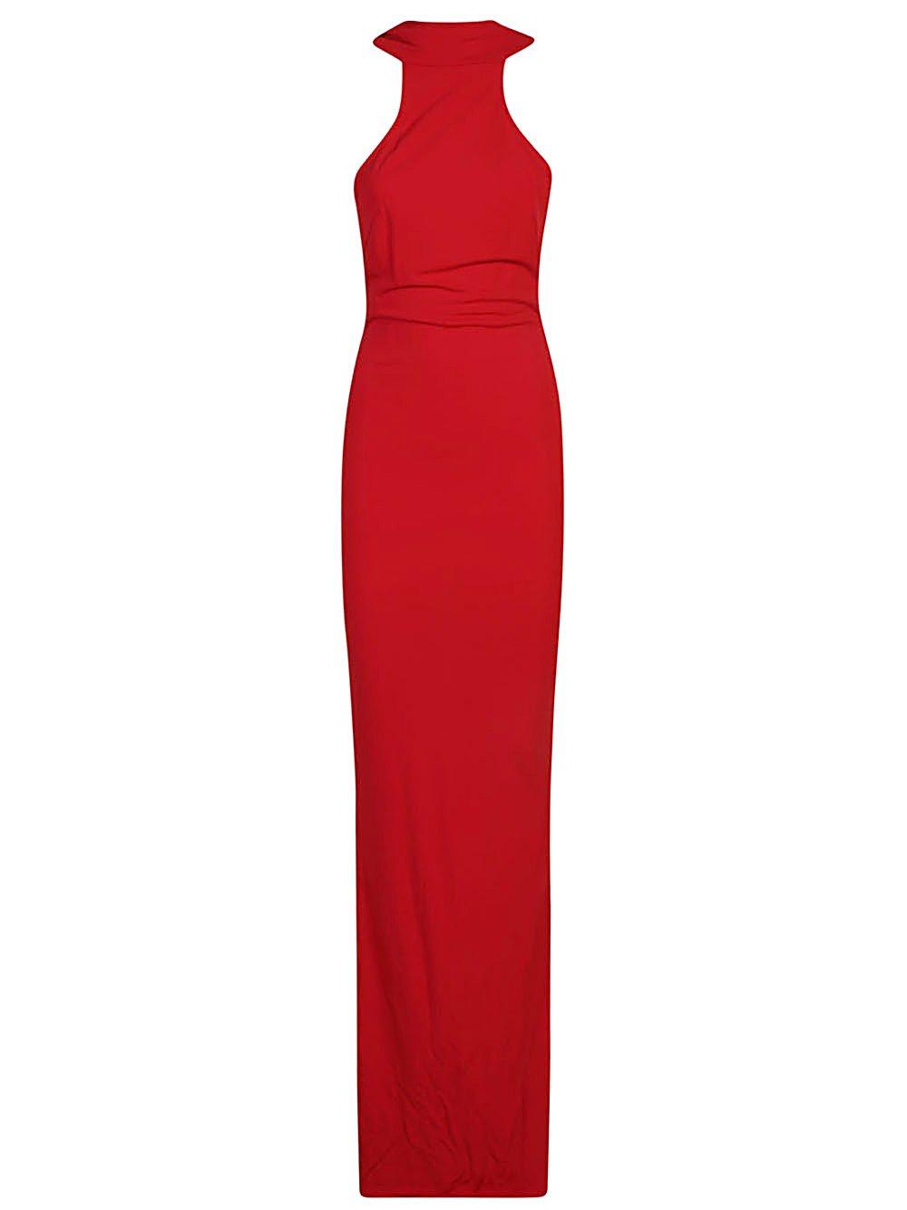 Elisabetta Franchi Necklace Detailed Sleeveless Maxi Dress In Red