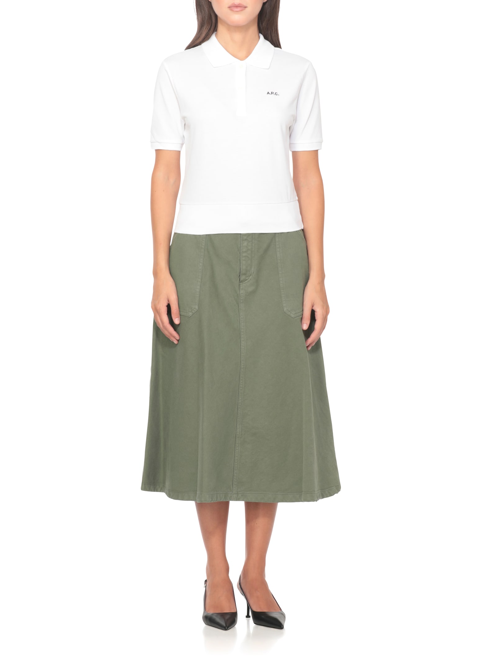 Apc Cropped Short-sleeved Cotton Polo In White