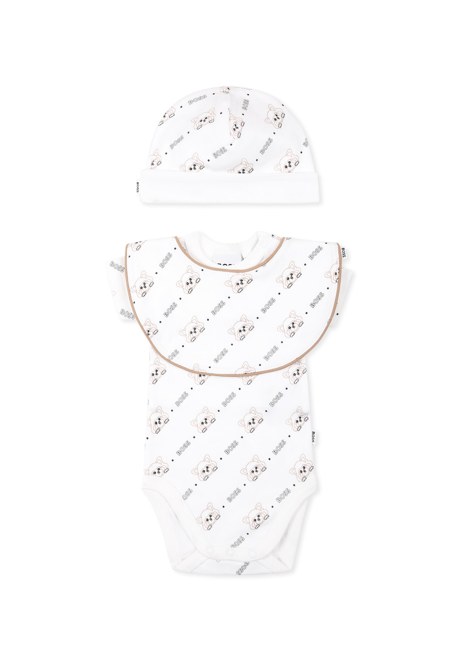 Hugo Boss White Bodysuit Set For Baby Boy With Logo In White