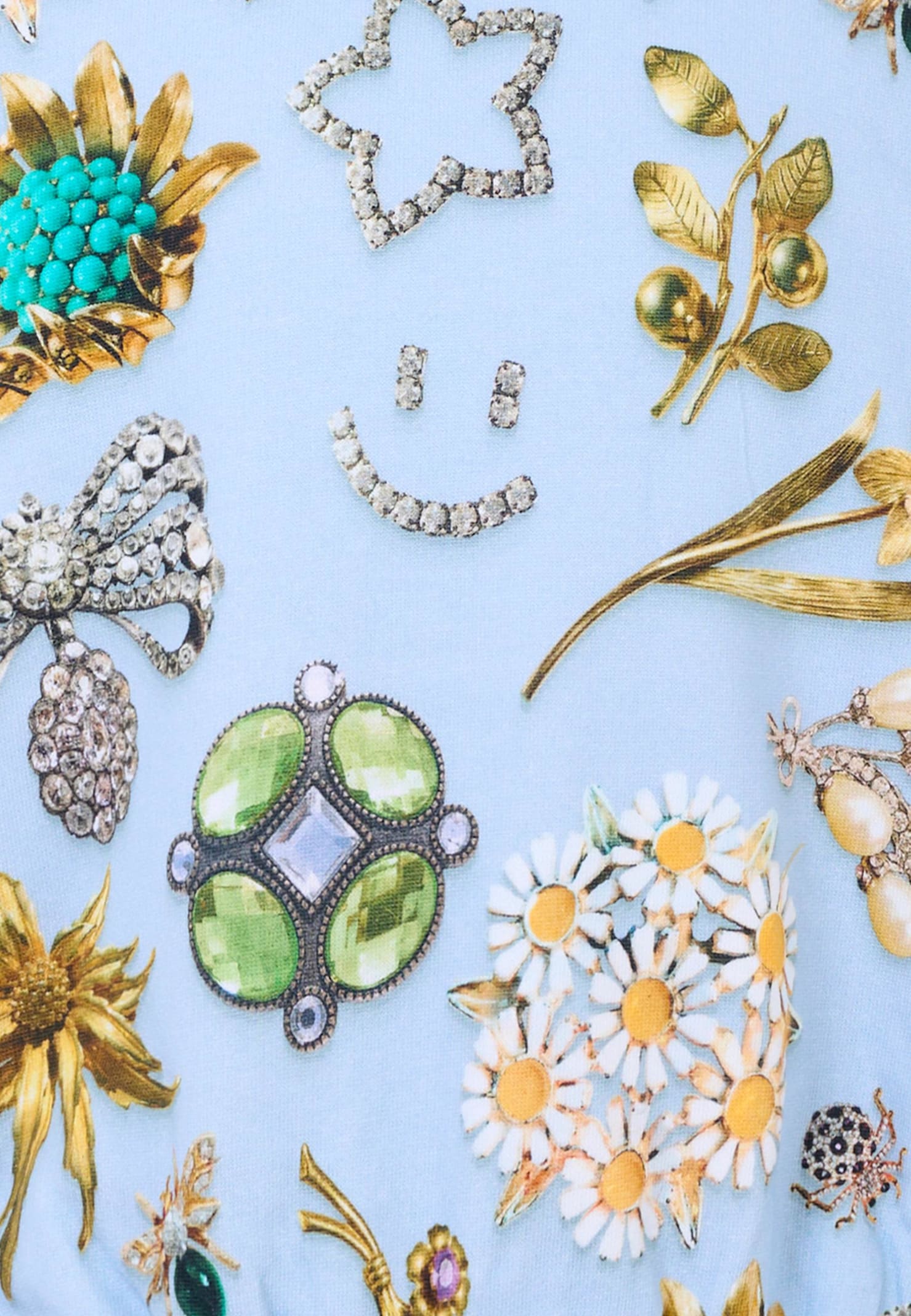 Molo Light Blue Sweatshirt For Girl With Jewel Print In Multi