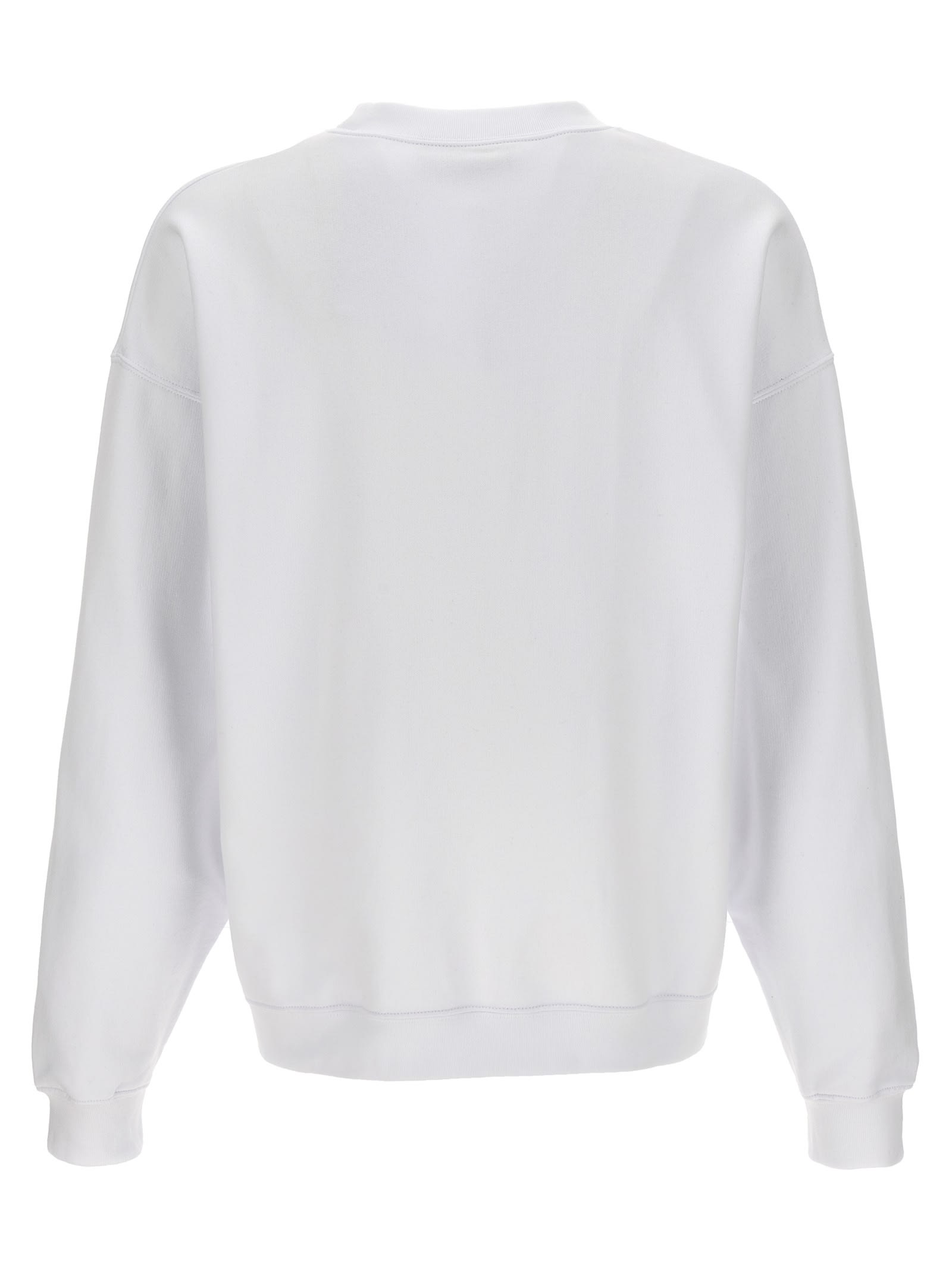 Dsquared2 Crew Neck Logo Sweatshirt In Bianco