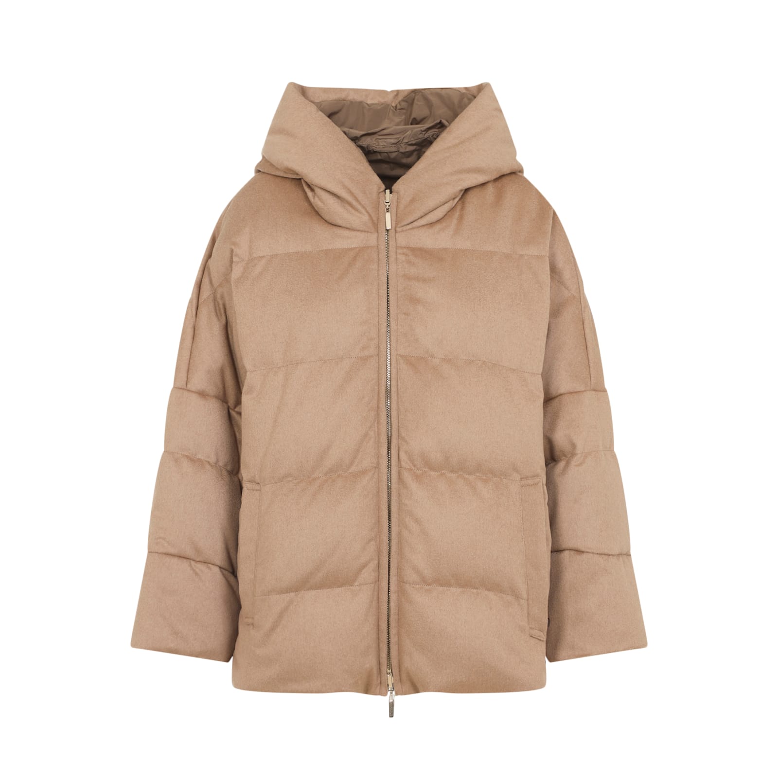 Max Mara The Cube Camel Brown Camel Wool Desiderio Padded Jacket In Brown