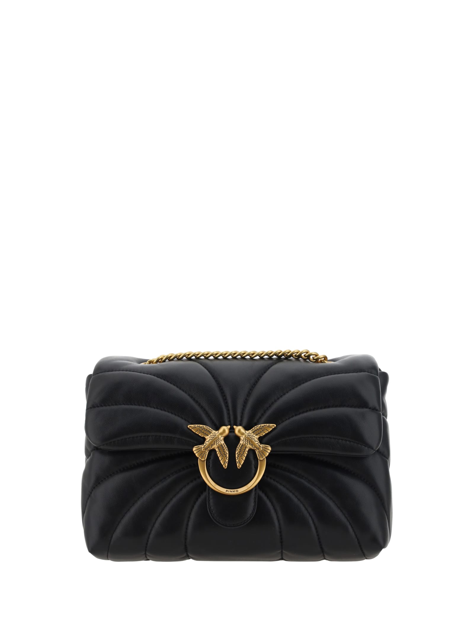 Shop Pinko Love Shoulder Bag In Nero-antique Gold