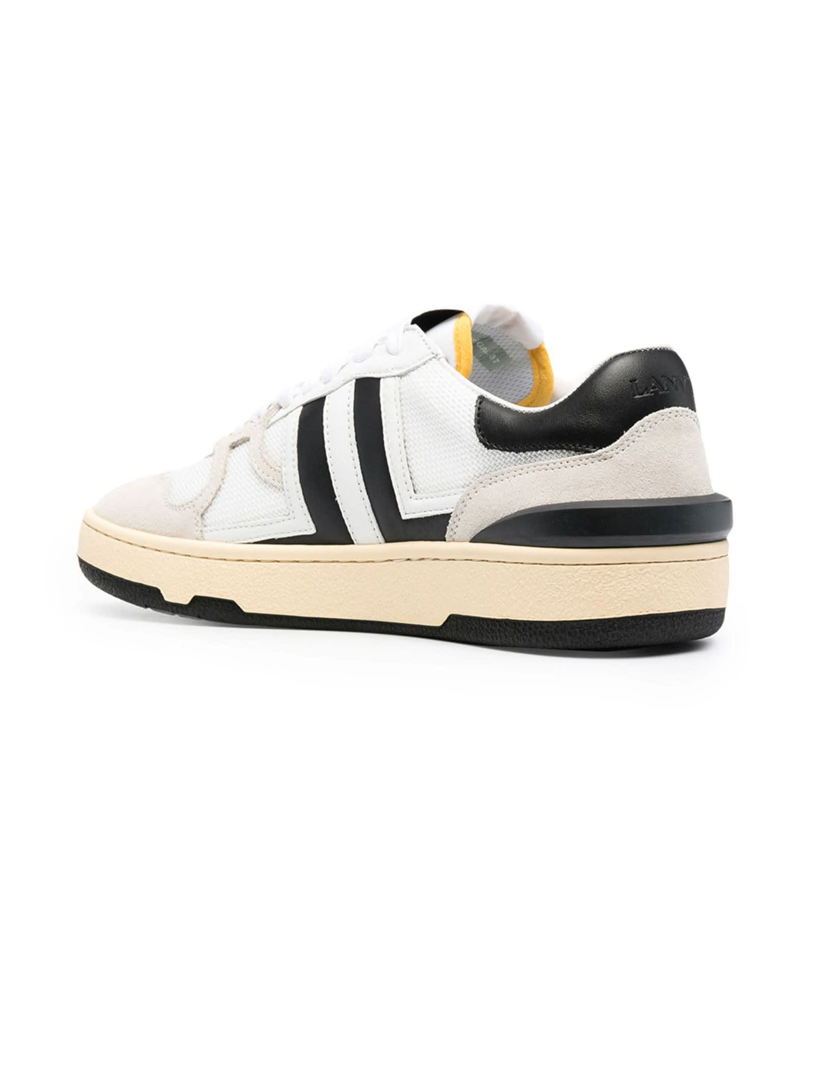 Shop Lanvin White Leather And Mesh Clay Low Top Sneakers