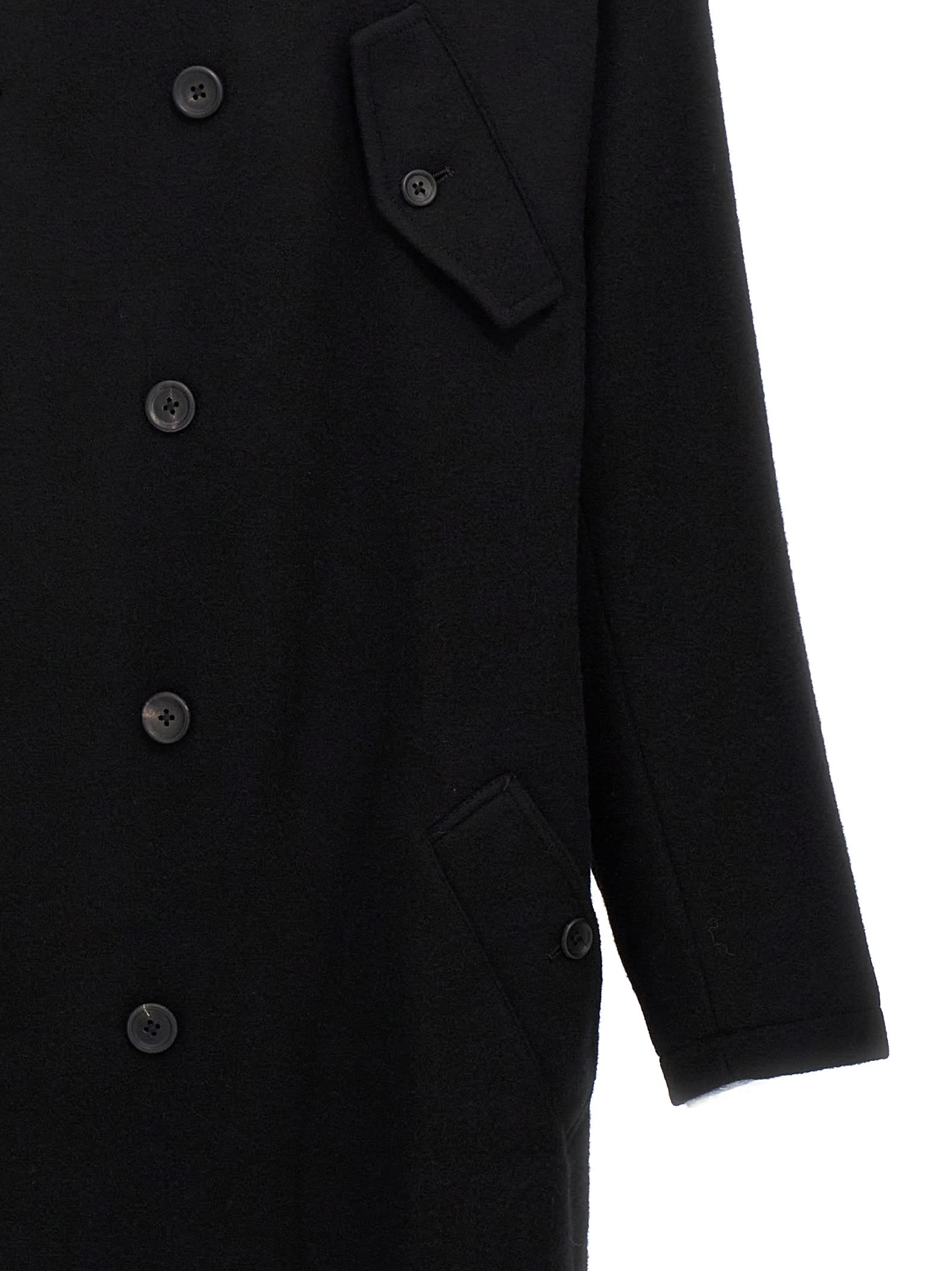 Shop Yohji Yamamoto M-w Front Hooded Coat In Black