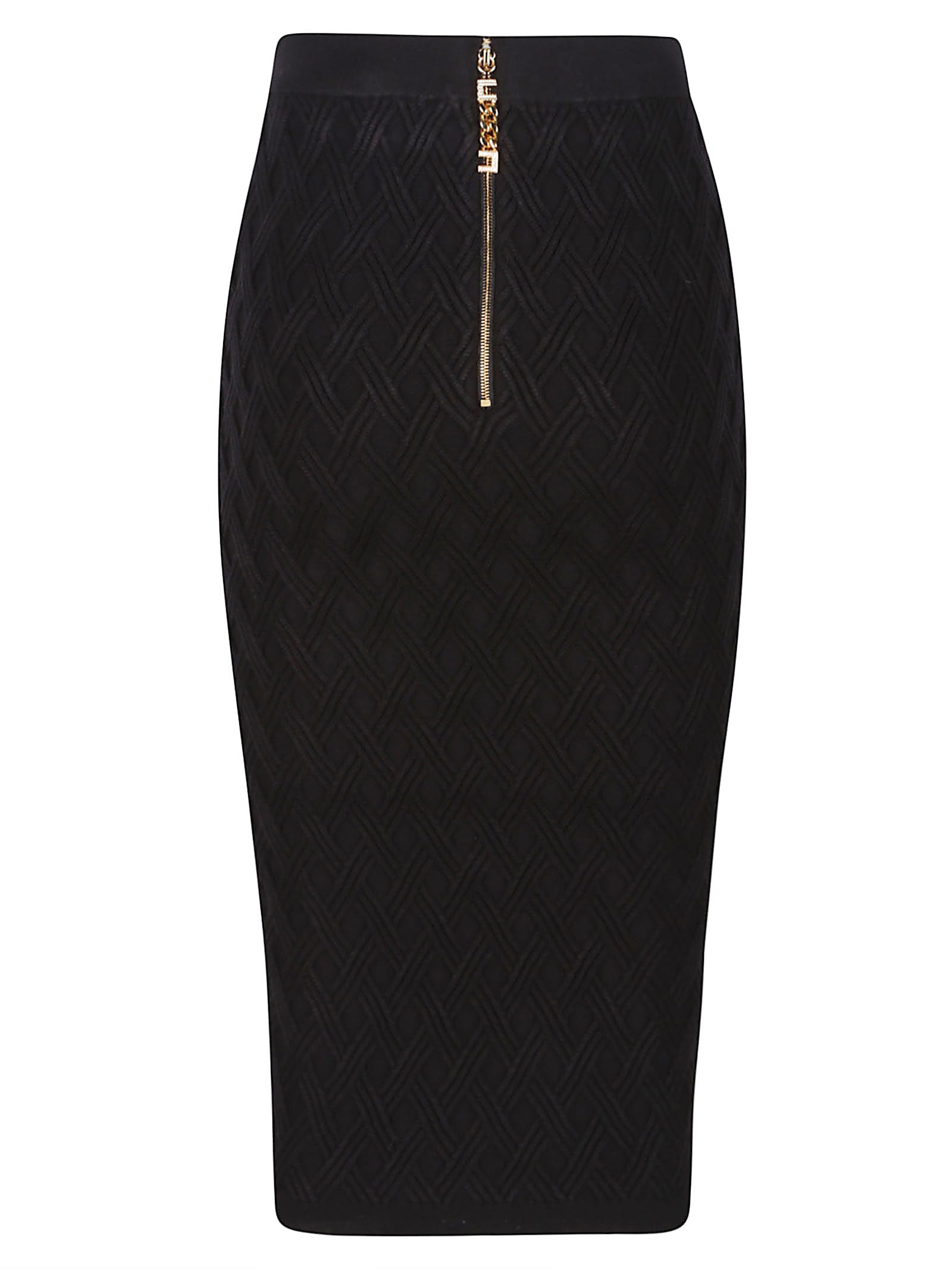 Elisabetta Franchi Chain-embellished Geometric Midi Skirt In Black