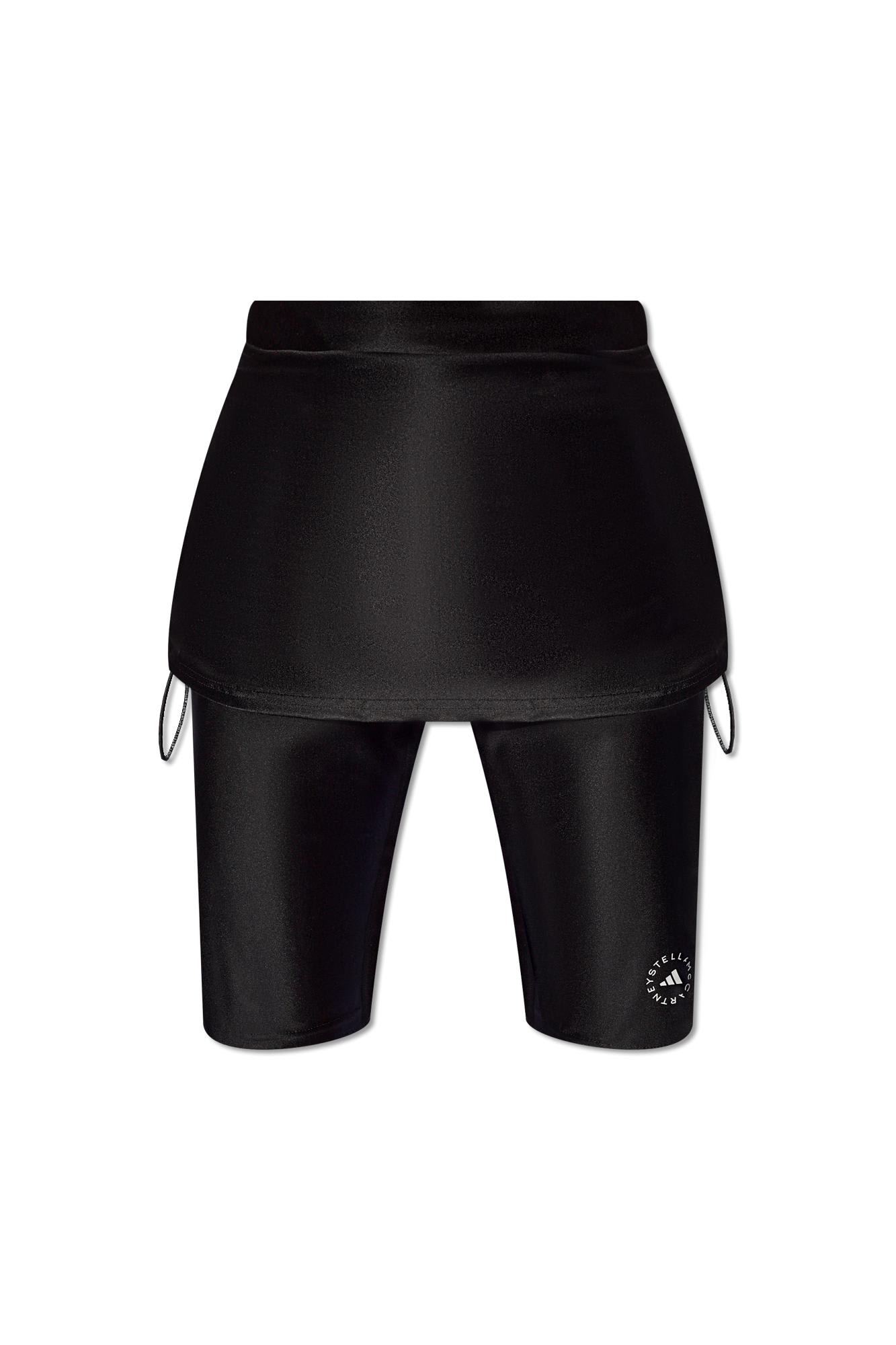Shop Adidas By Stella Mccartney Cropped Leggings With Logo In Black
