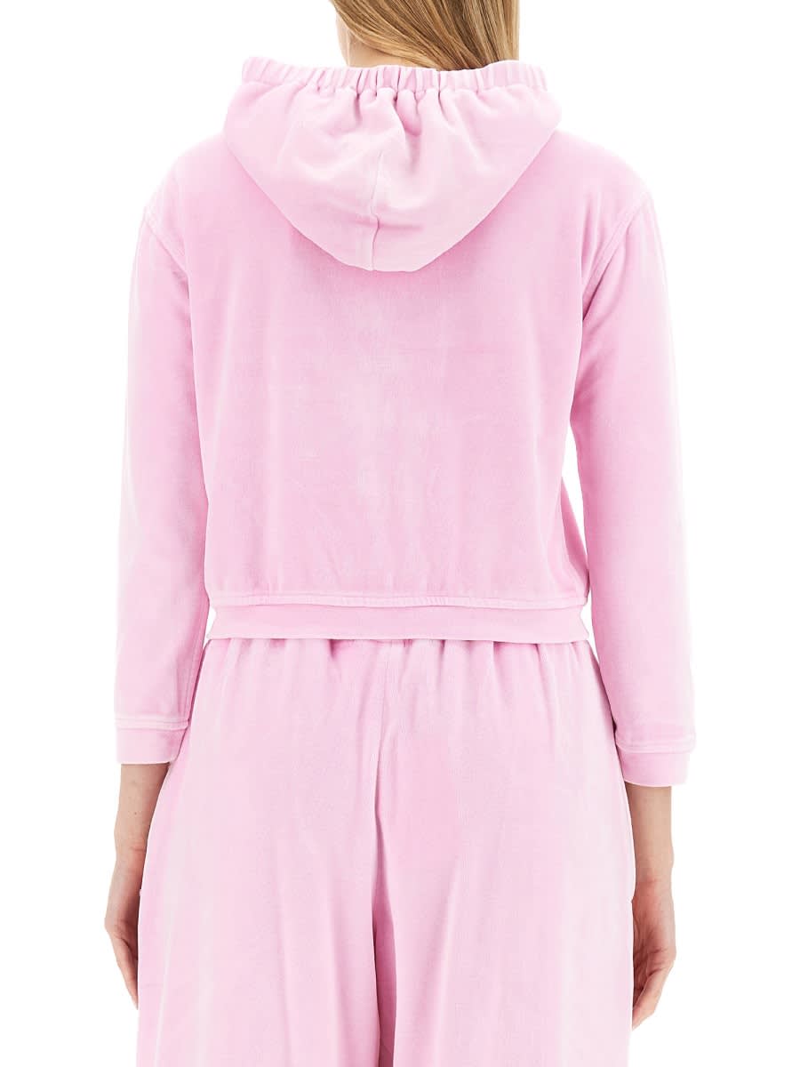 Shop Alexander Wang T Velour Sweatshirt In Pink