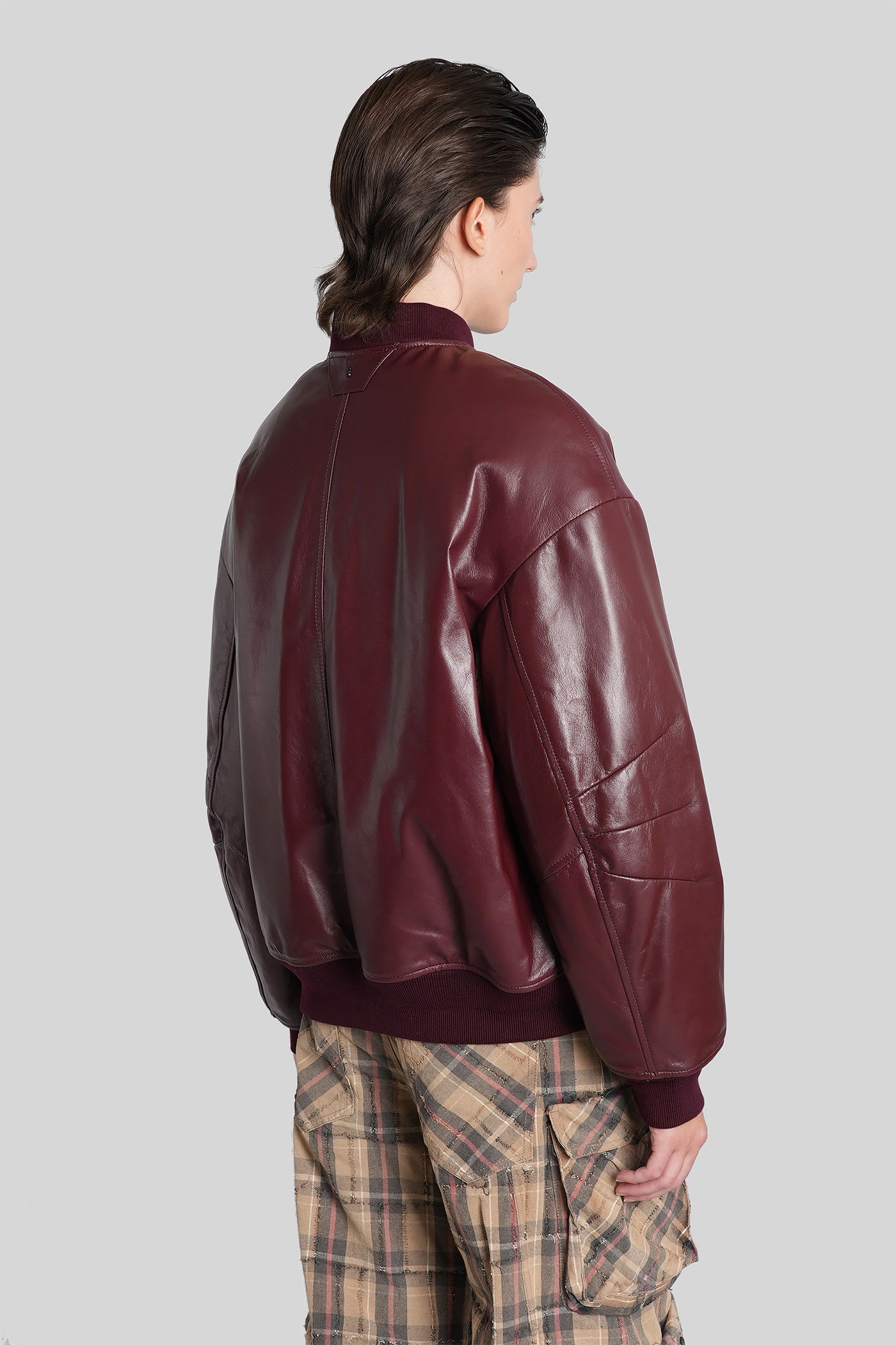 Salvatore Santoro Leather Jacket In Bordeaux Leather In Burgundy