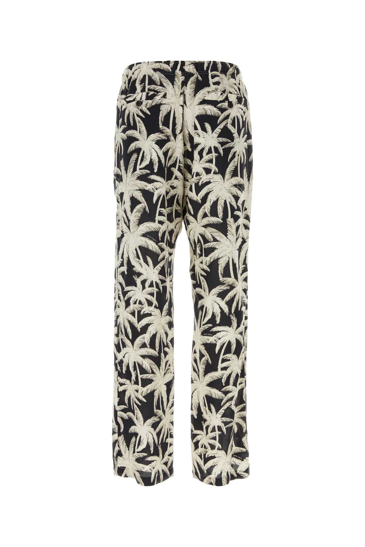 Shop Palm Angels Printed Viscose Pyjama Pant In Blackoffwhit