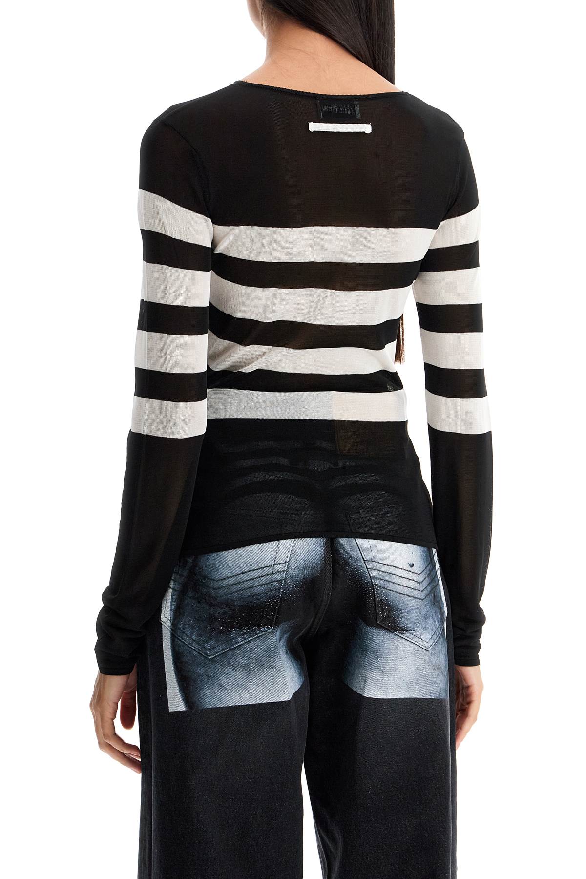 Shop Jean Paul Gaultier Lightweight Signature Striped Sailor In Black/white (black)