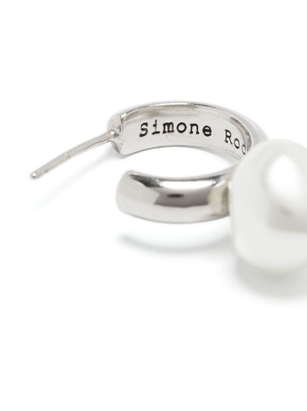 Shop Simone Rocha Mini Heart Hoop Earring In Pearl