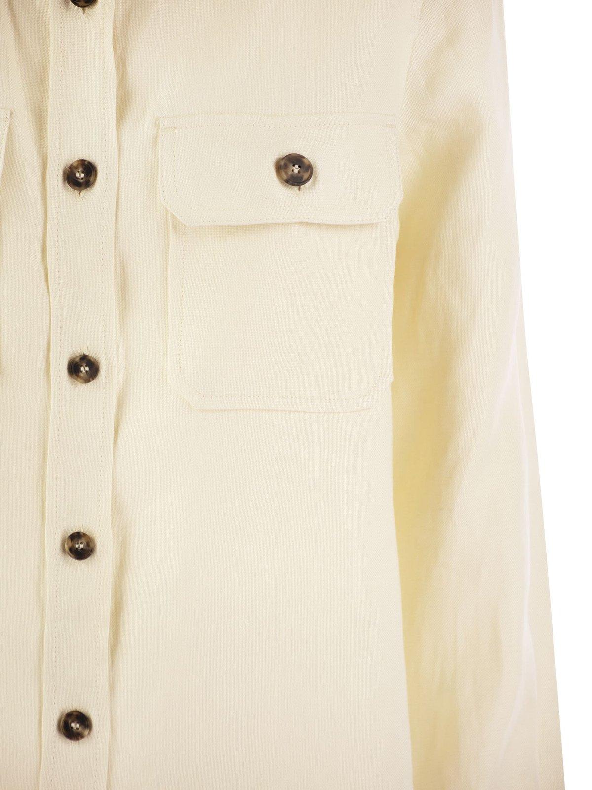 Shop Weekend Max Mara Buttoned Long-sleeved Shirt In Burro
