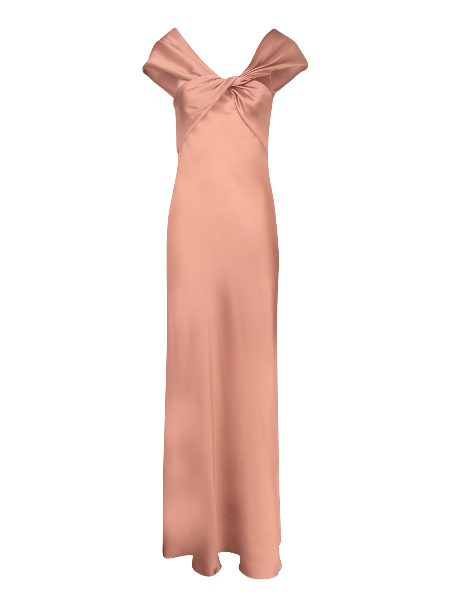 Shop Alberta Ferretti Nude Satin Long Dress In Pink