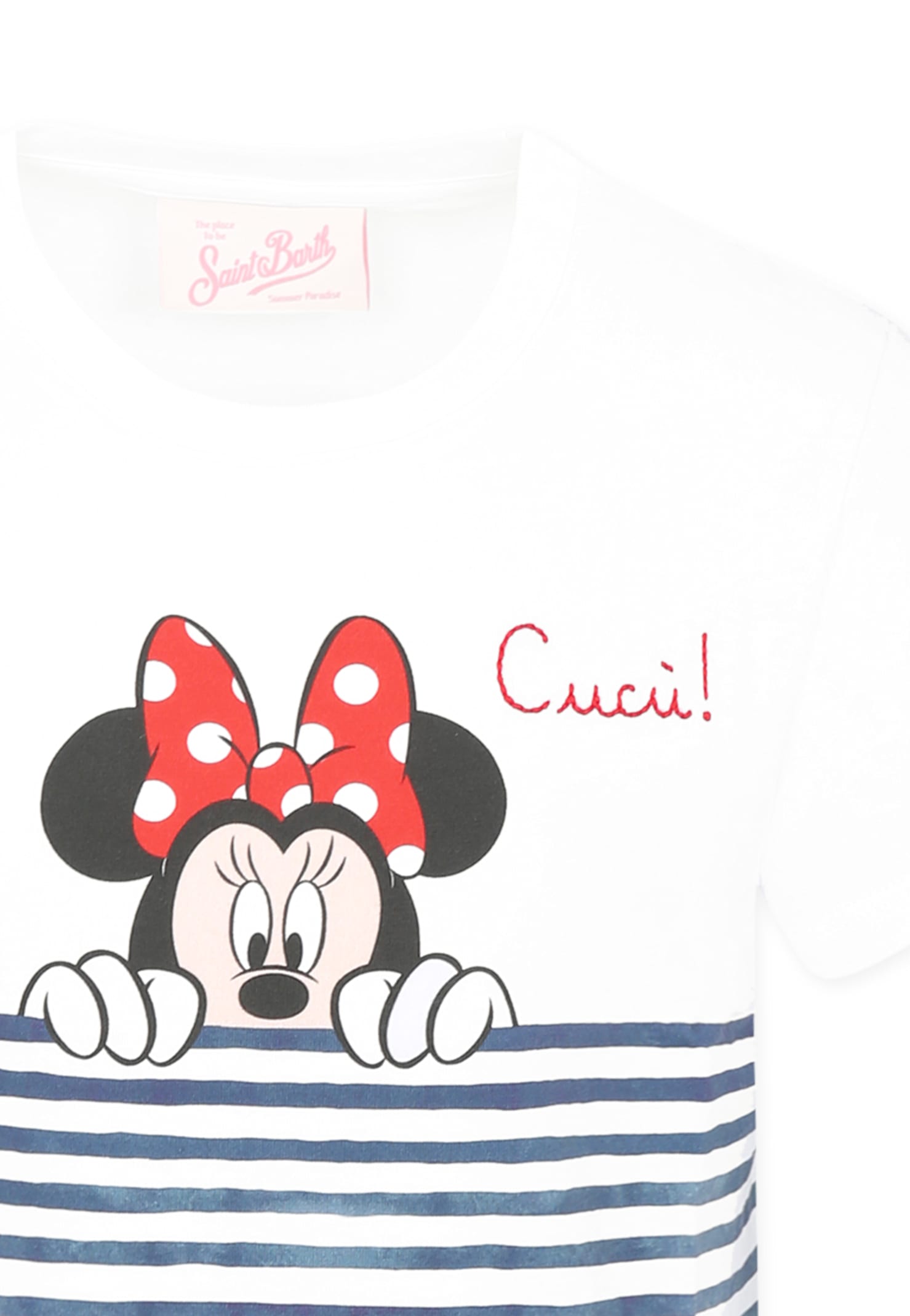 Mc2 Saint Barth White T-shirt For Girl With Minnie In White