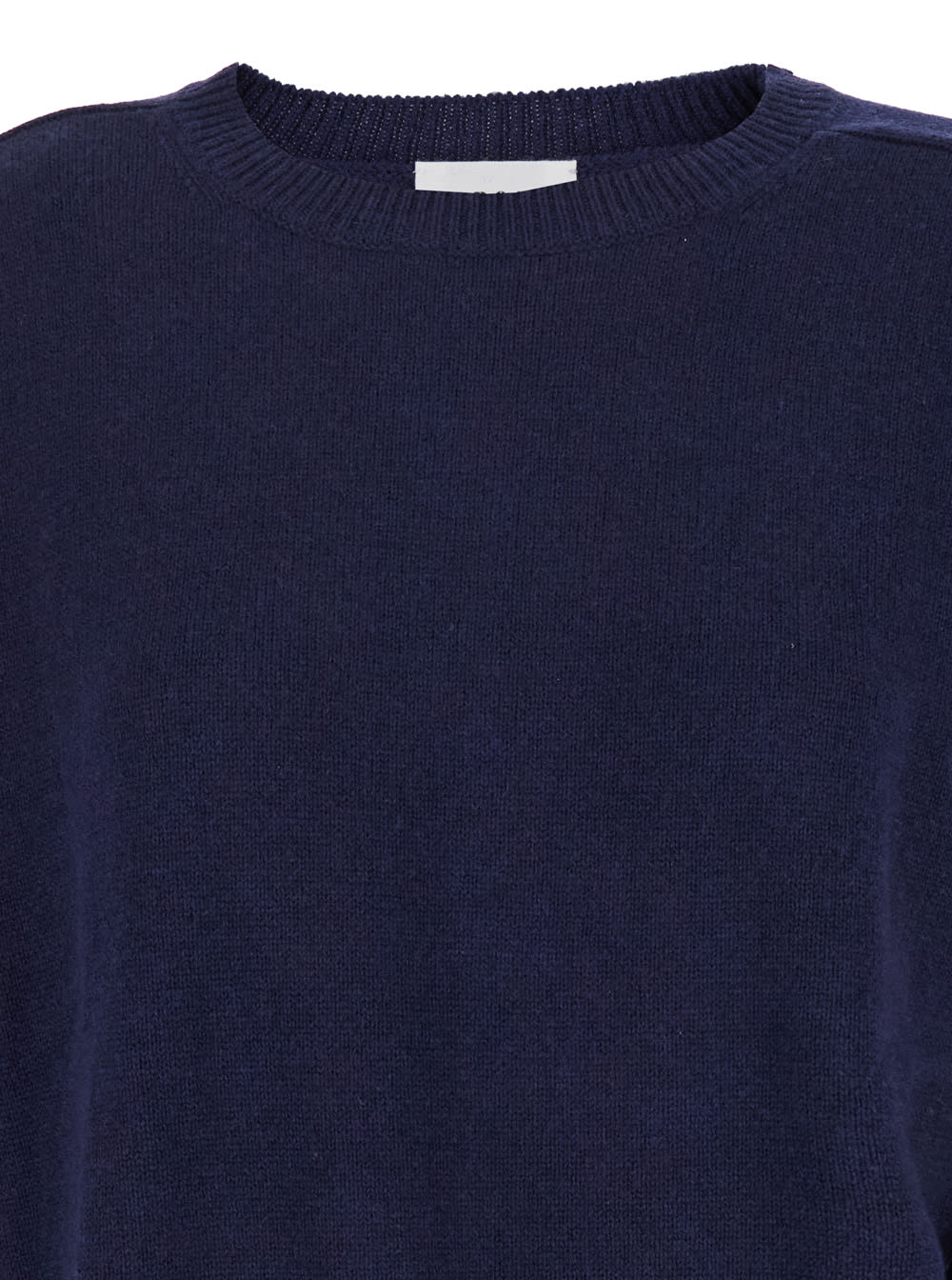 P.a.r.o.s.h Blue Crewneck Sweater With Asymmetric Hem In Wool And Cashmere Woman In Blu