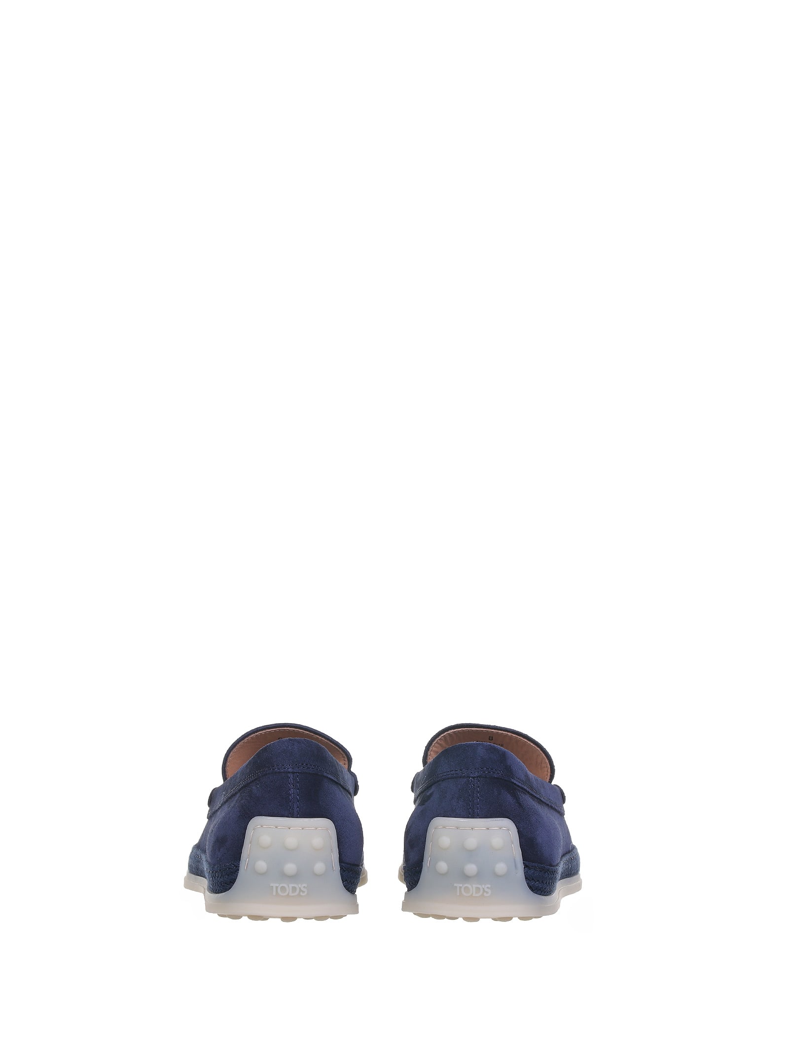 Tod's Raffia-midsole Suede Loafers In Blu Galassia