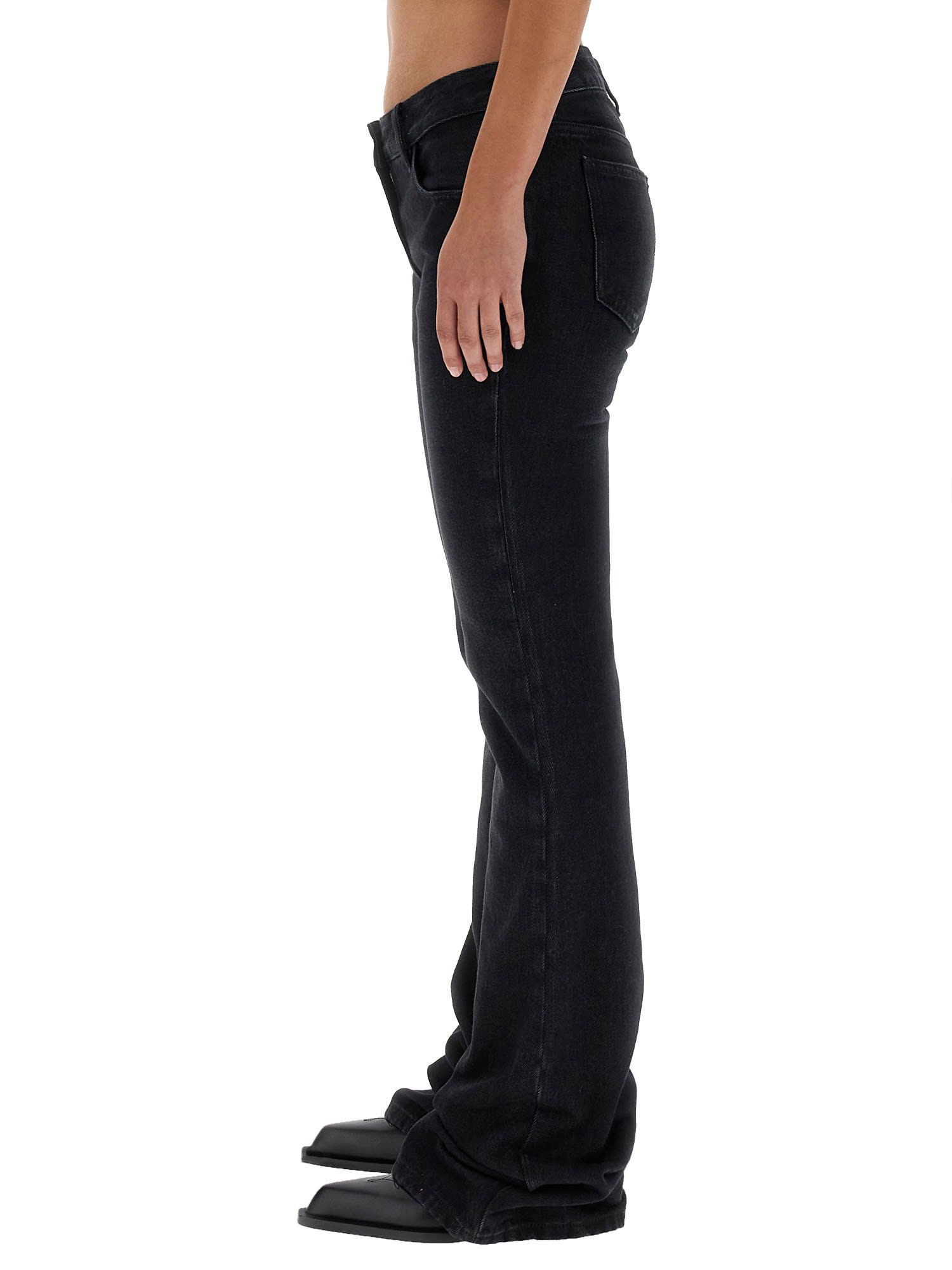 Off-white Wide Leg Jeans In Nero