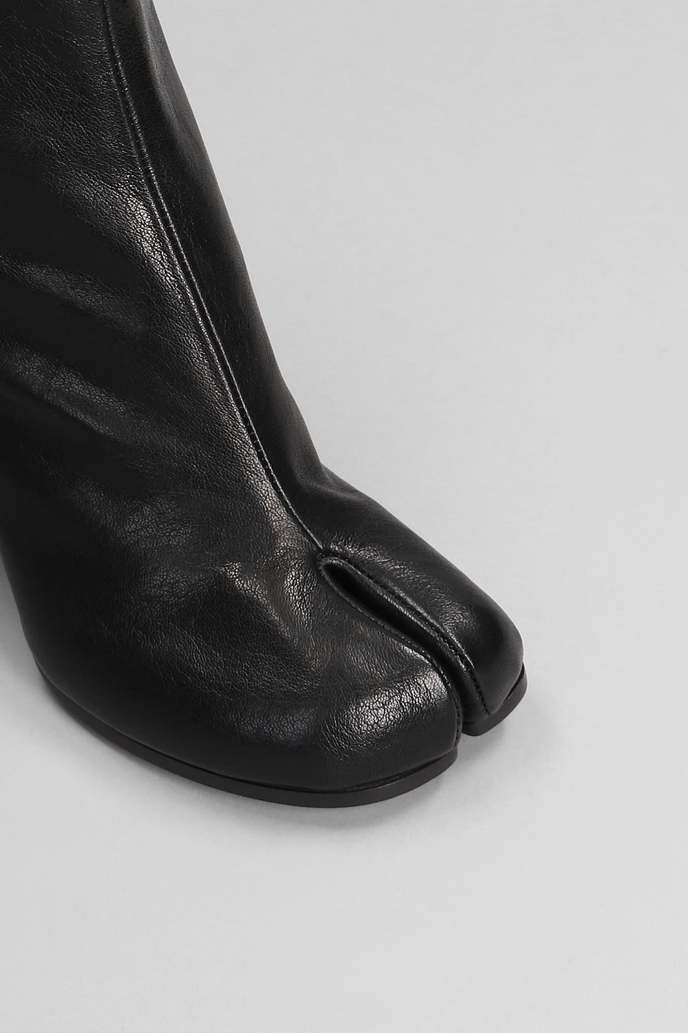Shop Maison Margiela Tabi High Heels Ankle Boots In Black Leather