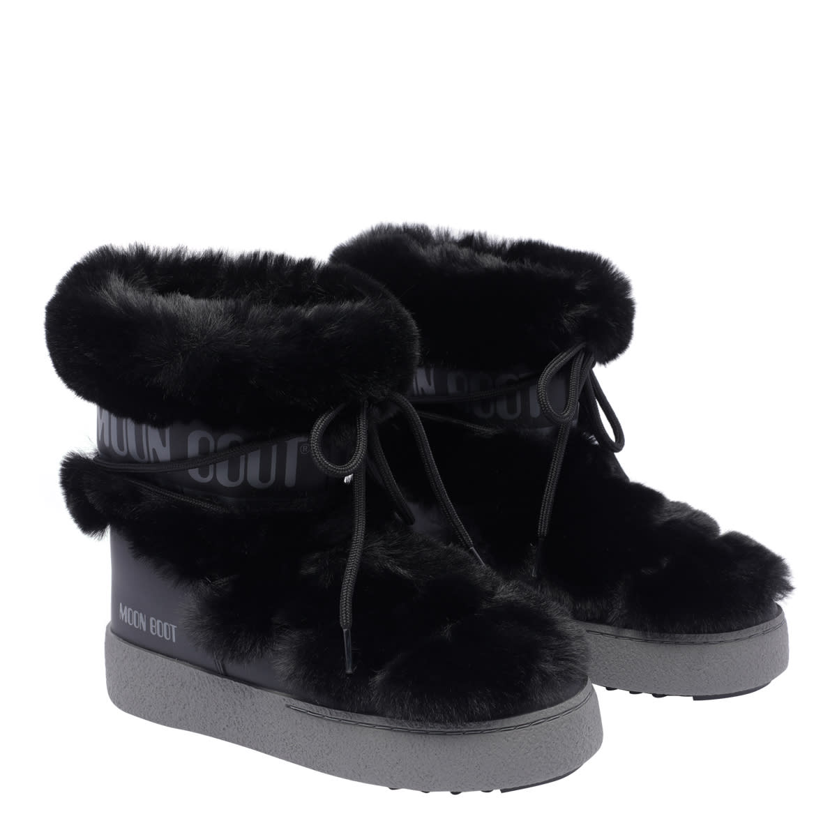 Shop Moon Boot Ltrack Tube Faux Fur Booties In Black