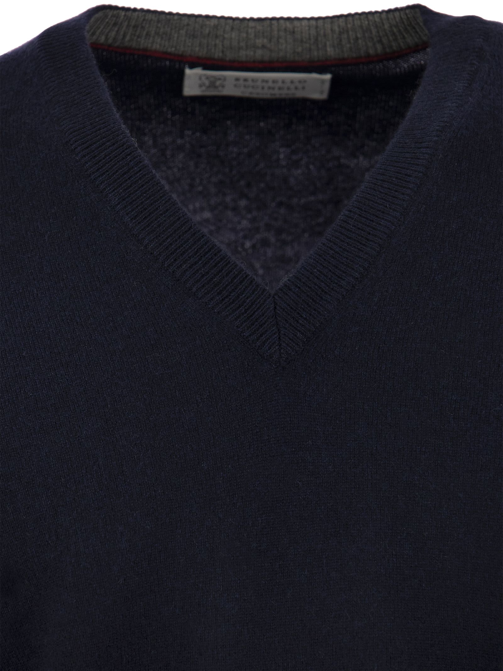 Shop Brunello Cucinelli Cashmere Sweater In Navy Blue