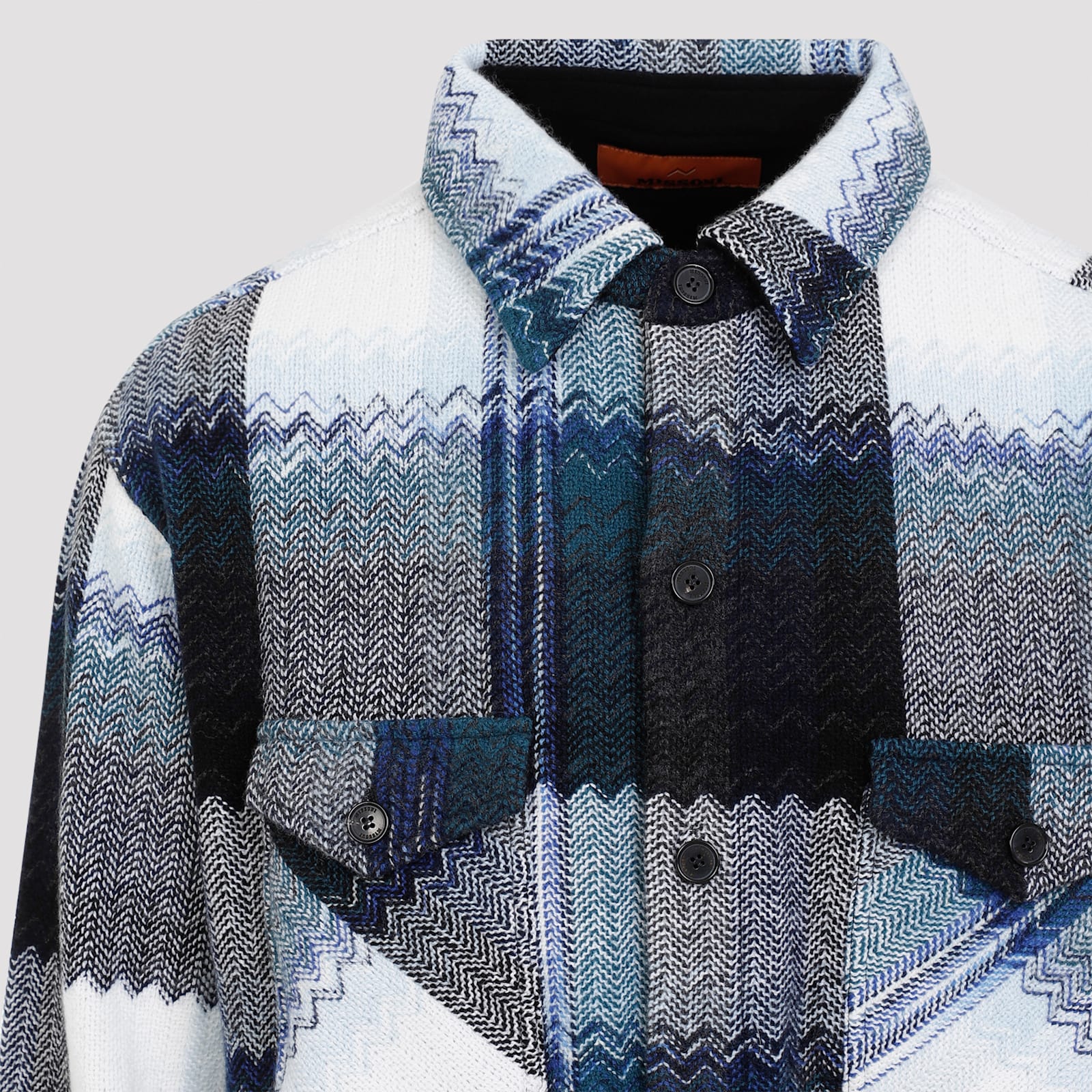 Shop Missoni Wool Overshirt In Gc Grey Blue Tones