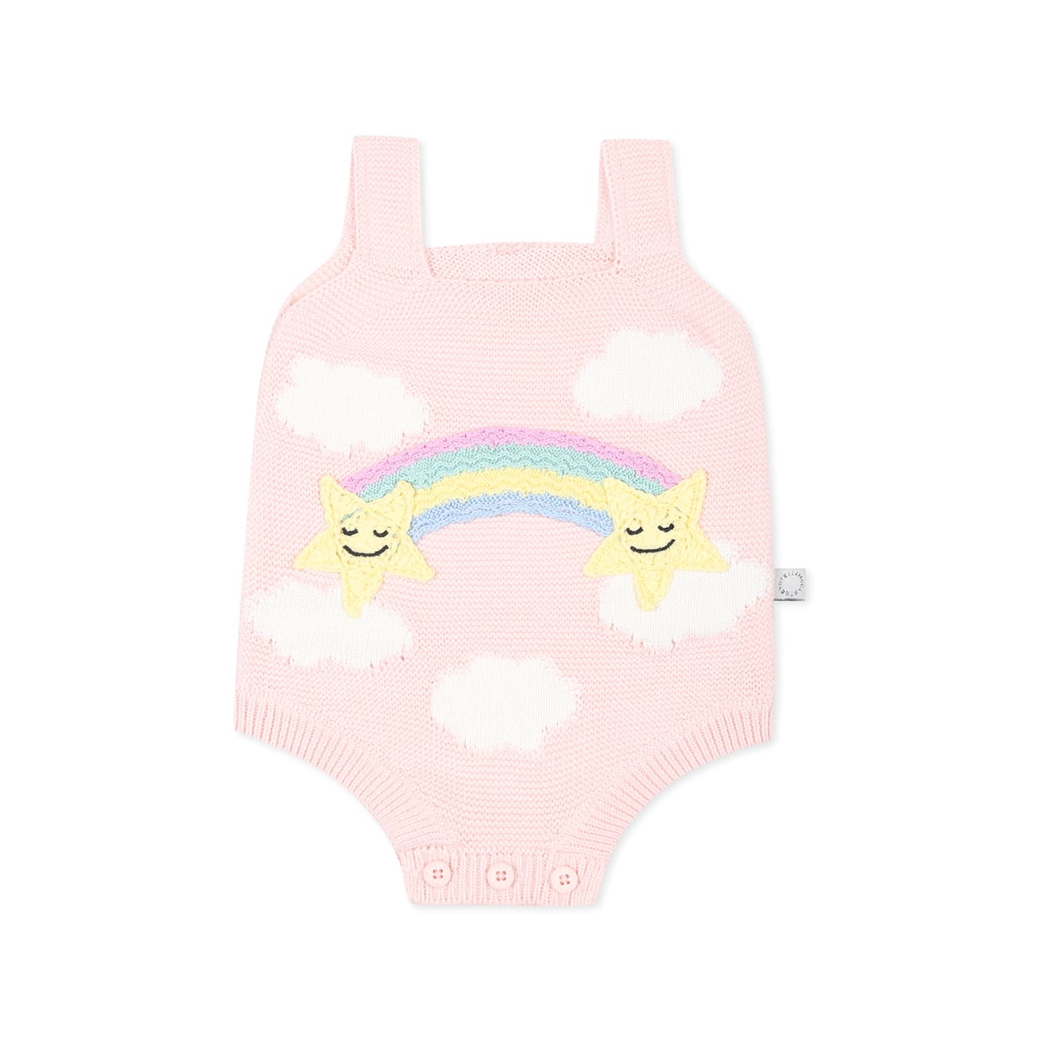 Shop Stella Mccartney Pink Bodysuit For Baby Girl With Rainbow