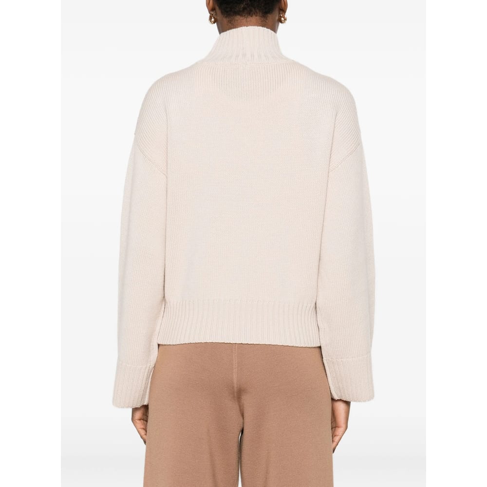 Fabiana Filippi Wool Turtleneck Sweater With Dropped Shoulders In Neutral