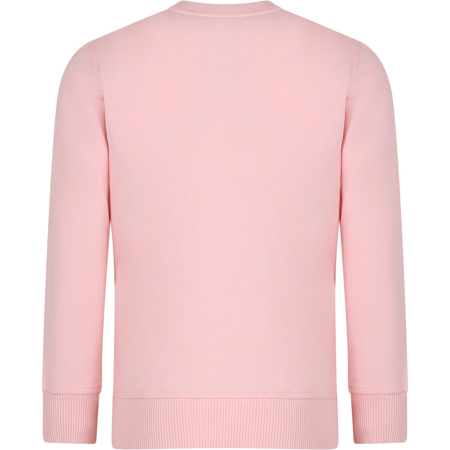 Shop Moschino Pink Sweatshirt For Girl With Teddy Bear And Logo