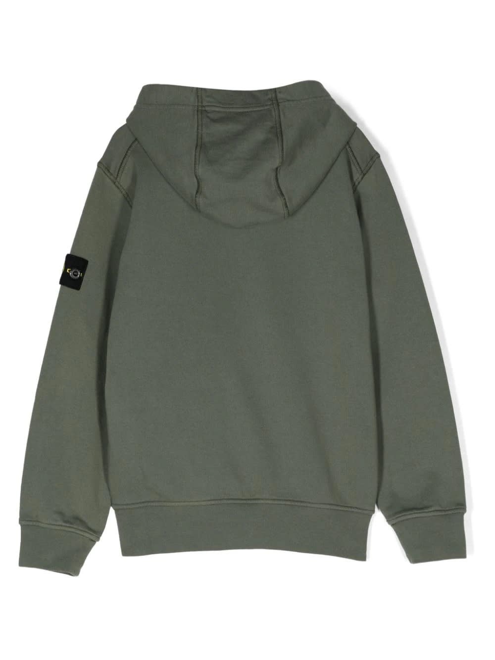 Stone Island Olive Green Hoodie With Badge In Green