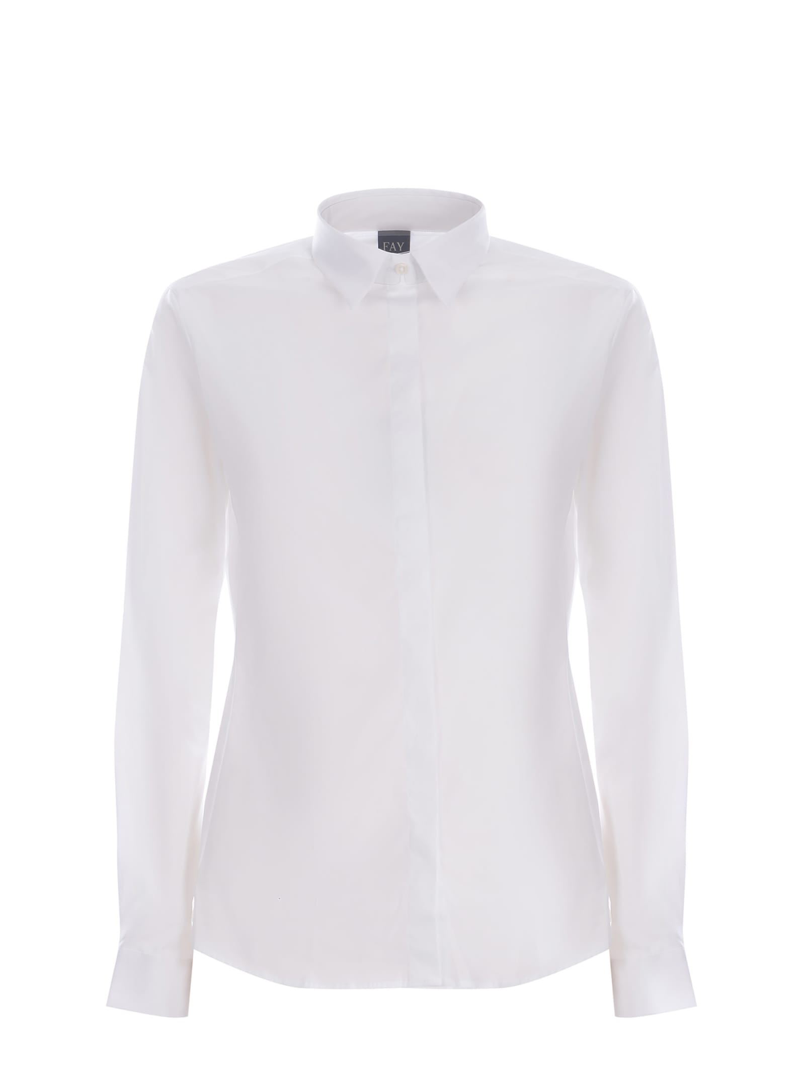 Shop Fay Shirt  Made Of Stretch Cotton Poplin In Bianco