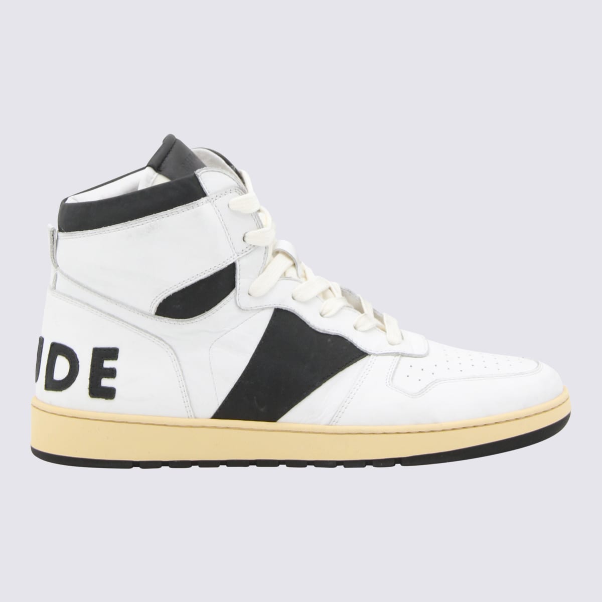 Shop Rhude White Leather Rhecess Sneakers