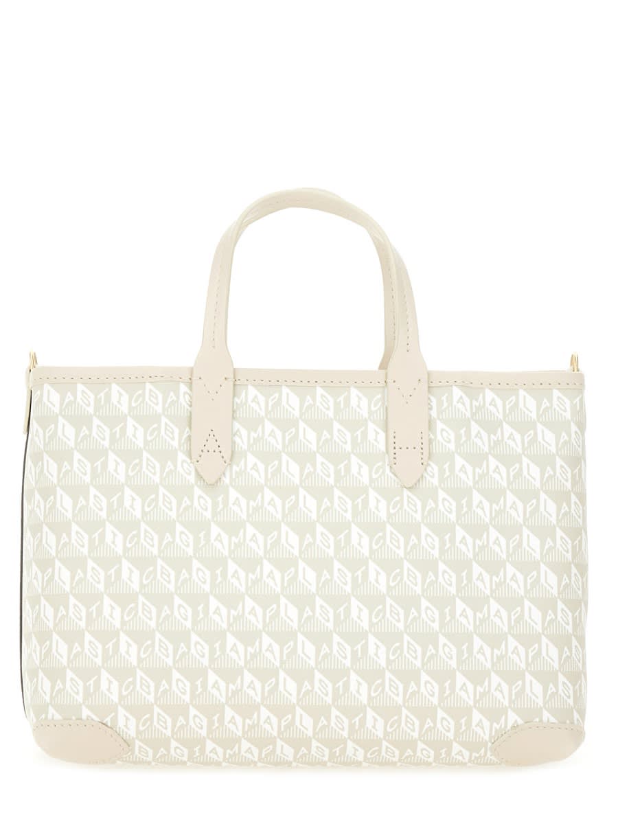 Anya Hindmarch Xs Tote Bag With I Am A Plastic Bag Pattern In Neutral