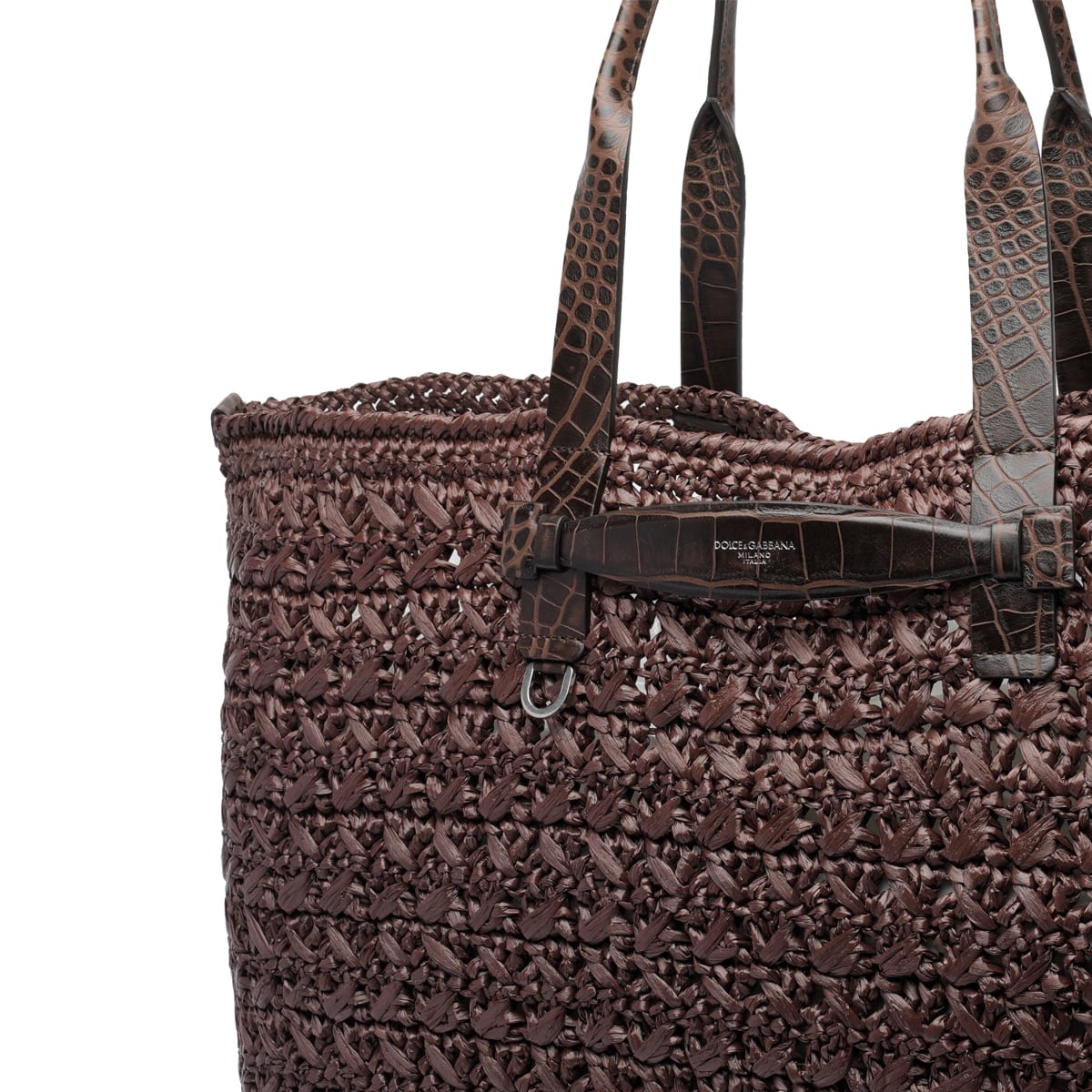 Dolce & Gabbana Crochet Tote Bag Woven Texture In Moroebano