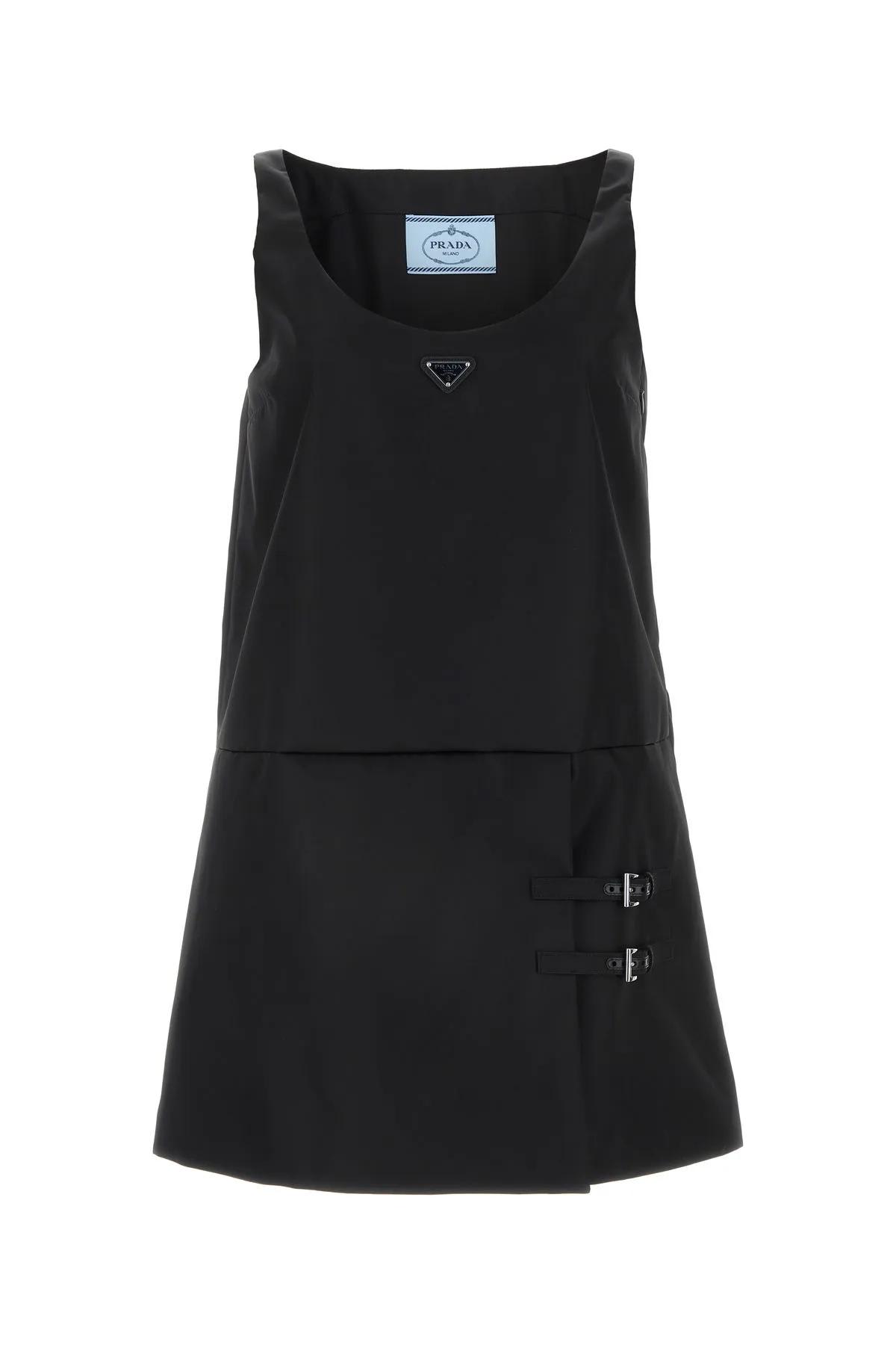 Shop Prada Black Nylon Dress In Nero