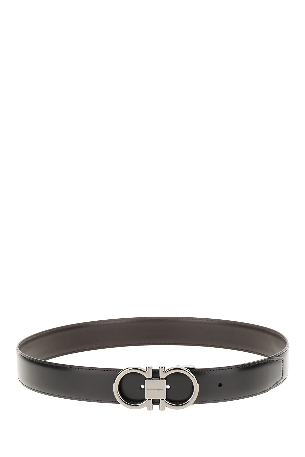 Ferragamo Salvatore Man's Bicolor Leather Belt With Logo Buckle In 004
