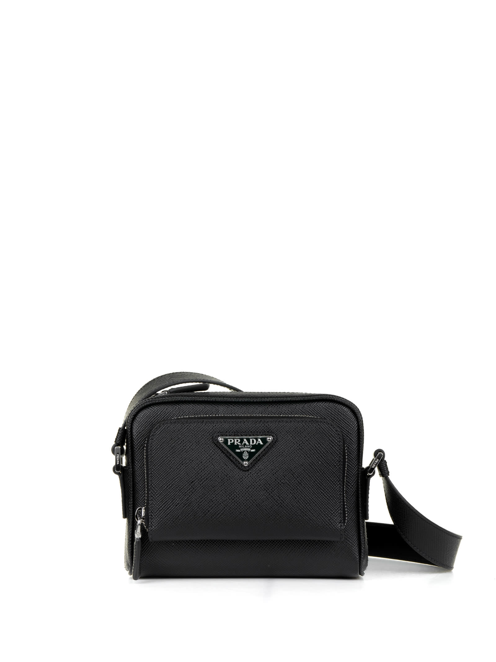 Shop Prada Shoulder Bag In Re-nylon And Brushed Leather In Nero