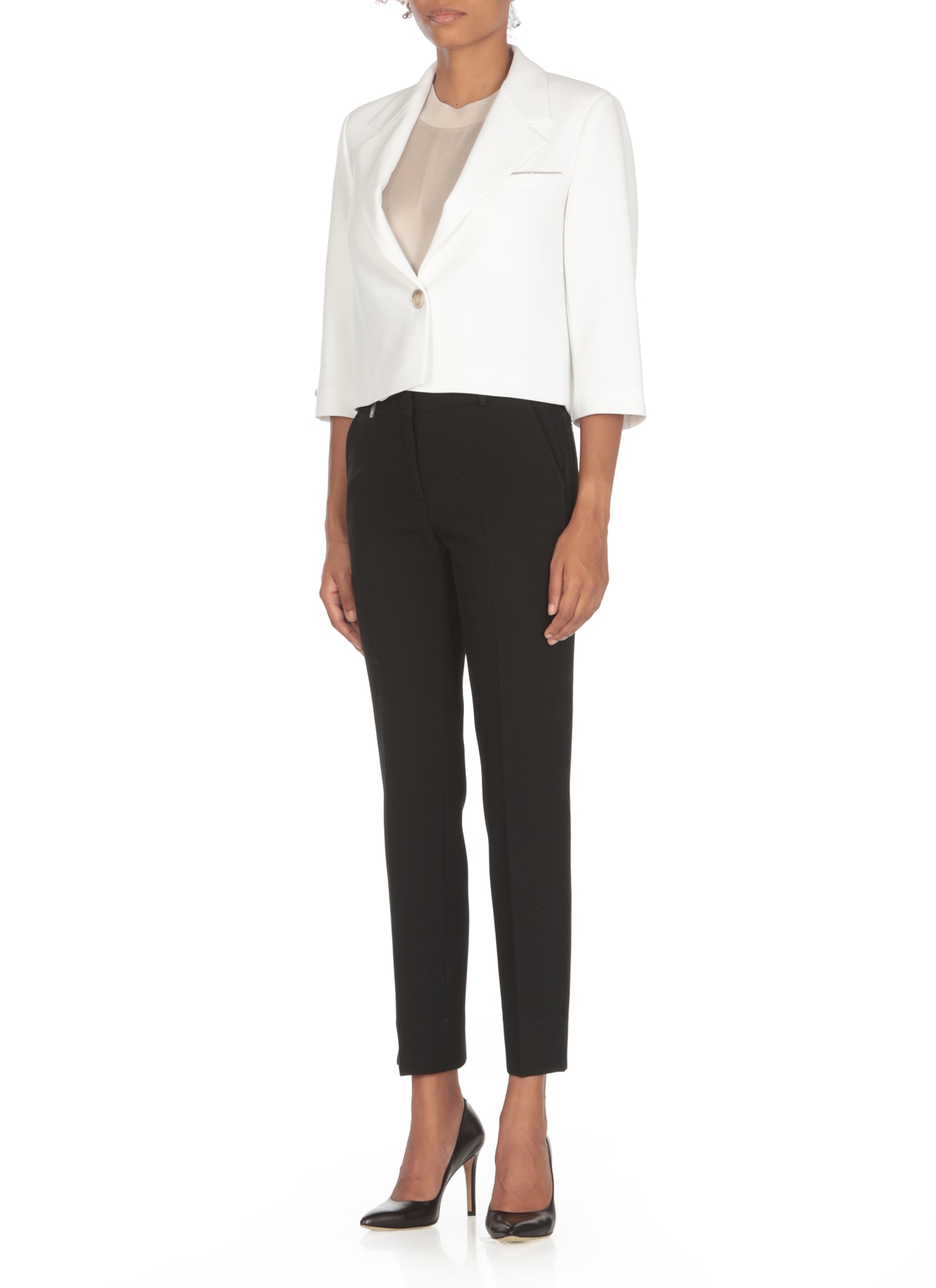 Shop Peserico Viscose Single Breasted Blazer In White