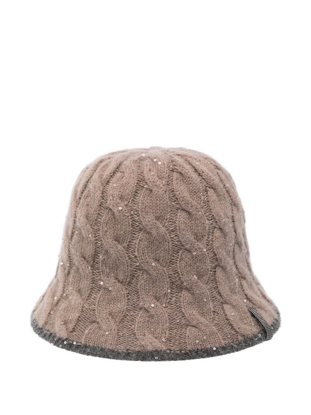 Brunello Cucinelli Textured Knit Cloche Hat Sequined Embellishments In Brown
