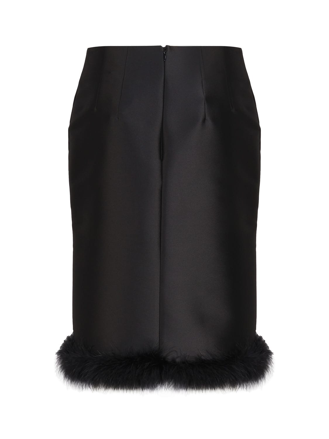 Shop Sportmax Midi Skirt With Feather Bottom In Nero