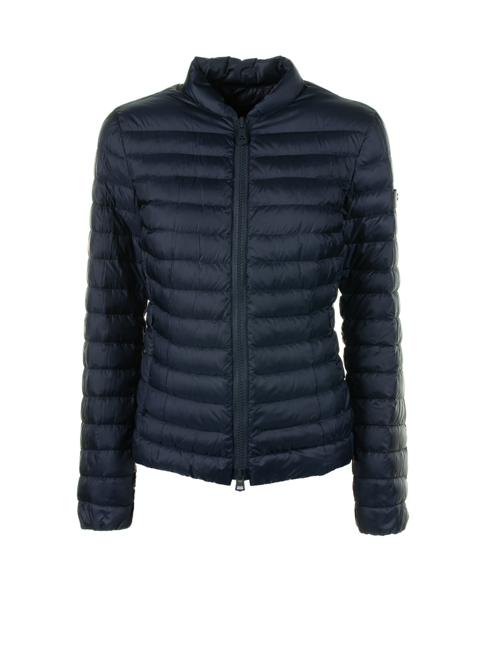 Blue Quilted Down Jacket With Zip