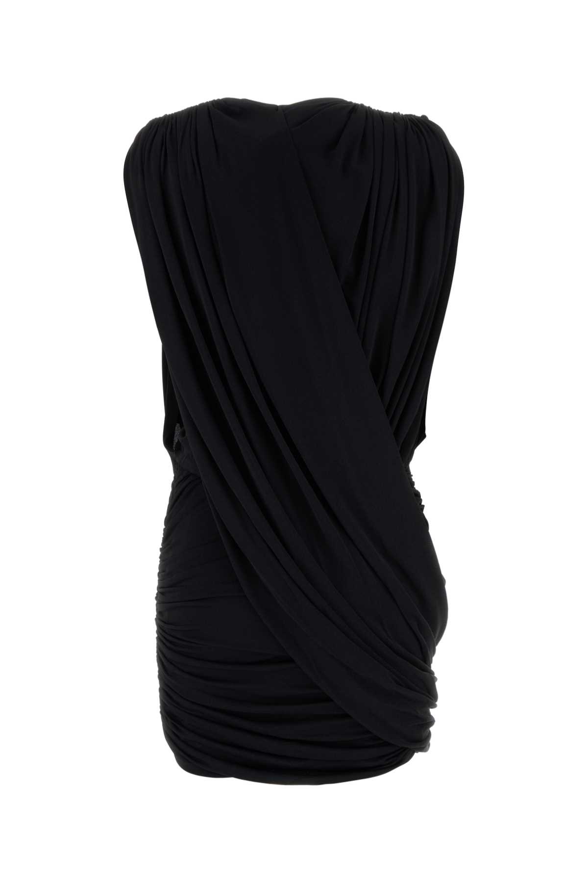 Magda Butrym Mini Dress Draped Design Ruched Detailing Sleeveless In Black