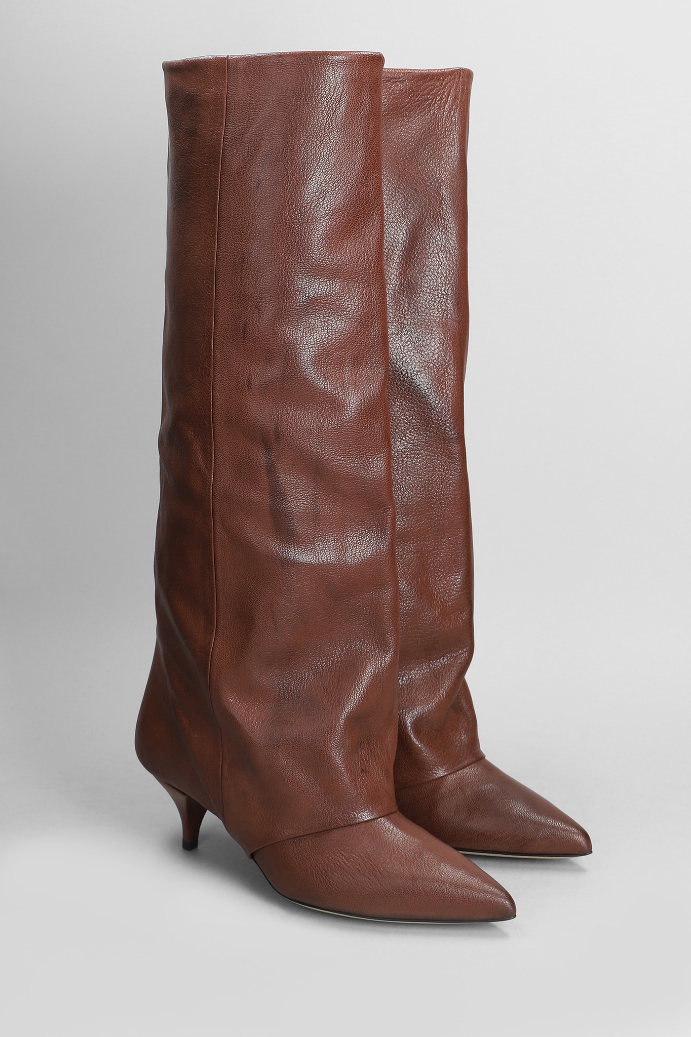 Shop Alchimia High Heels Boots In Leather Color Leather