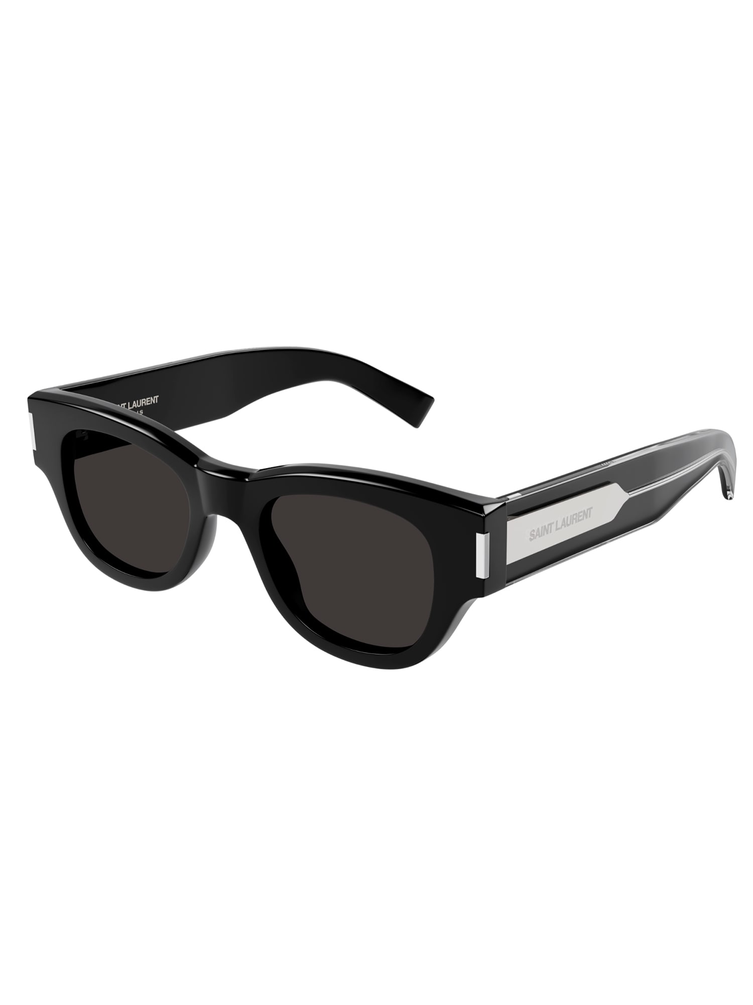 Shop Saint Laurent Sl 573 Sunglasses In Black Crystal Grey