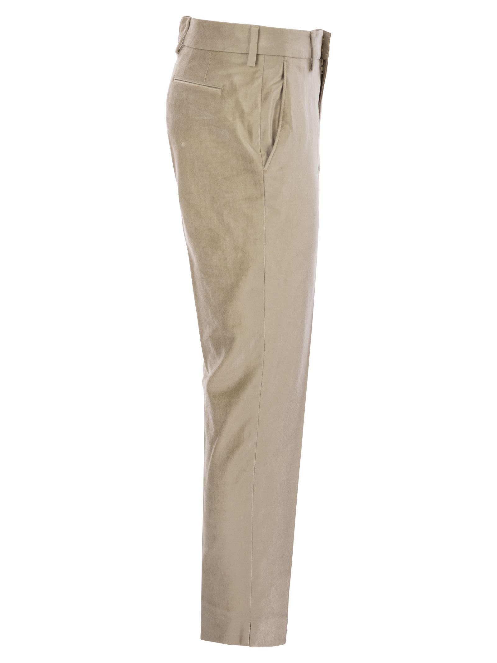 Shop Pt Torino New York - Velvet Trousers In Ivory